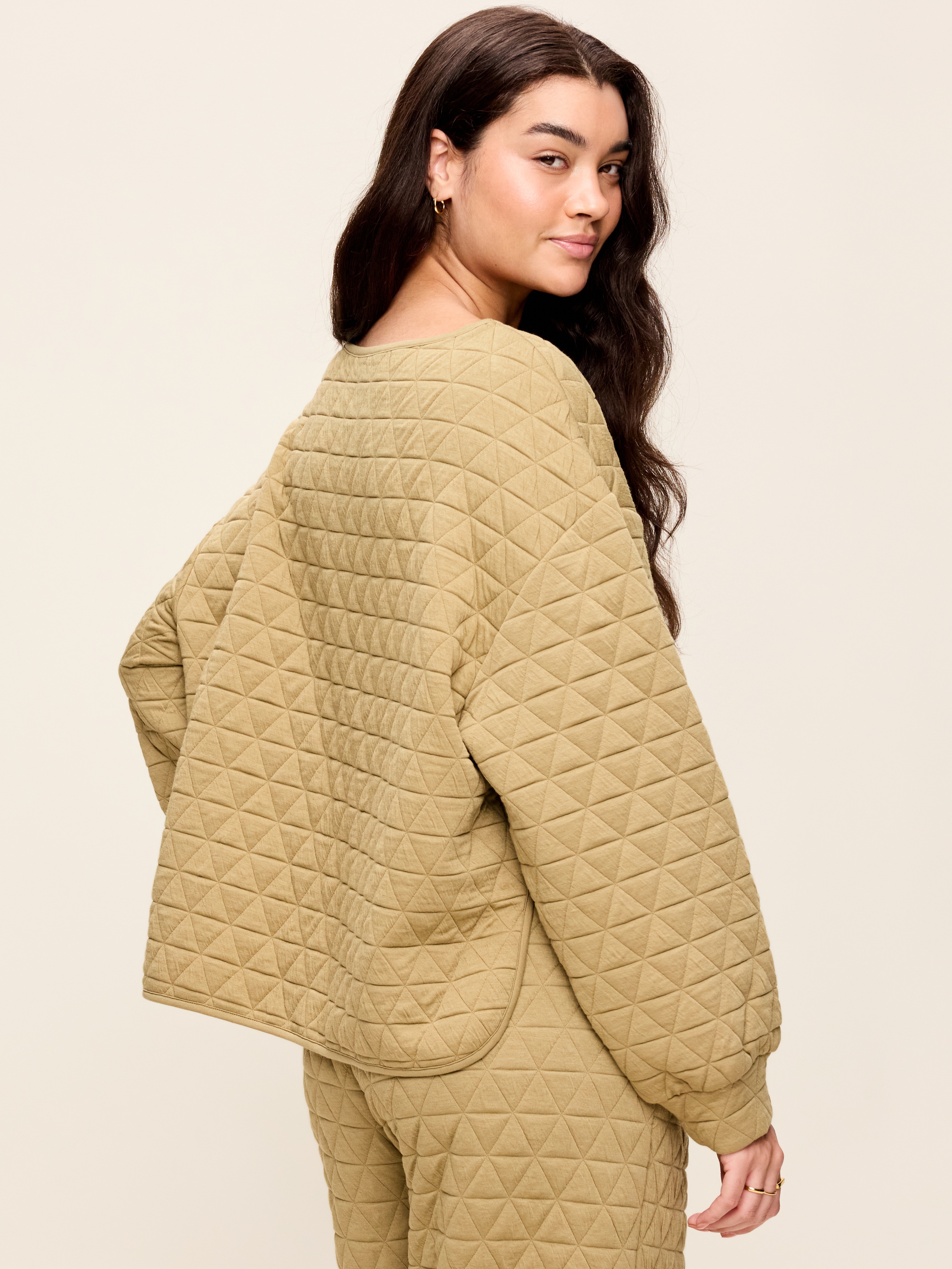 Quilted Bounce Fleece Boatneck Sweatshirt - Micro Green - 6