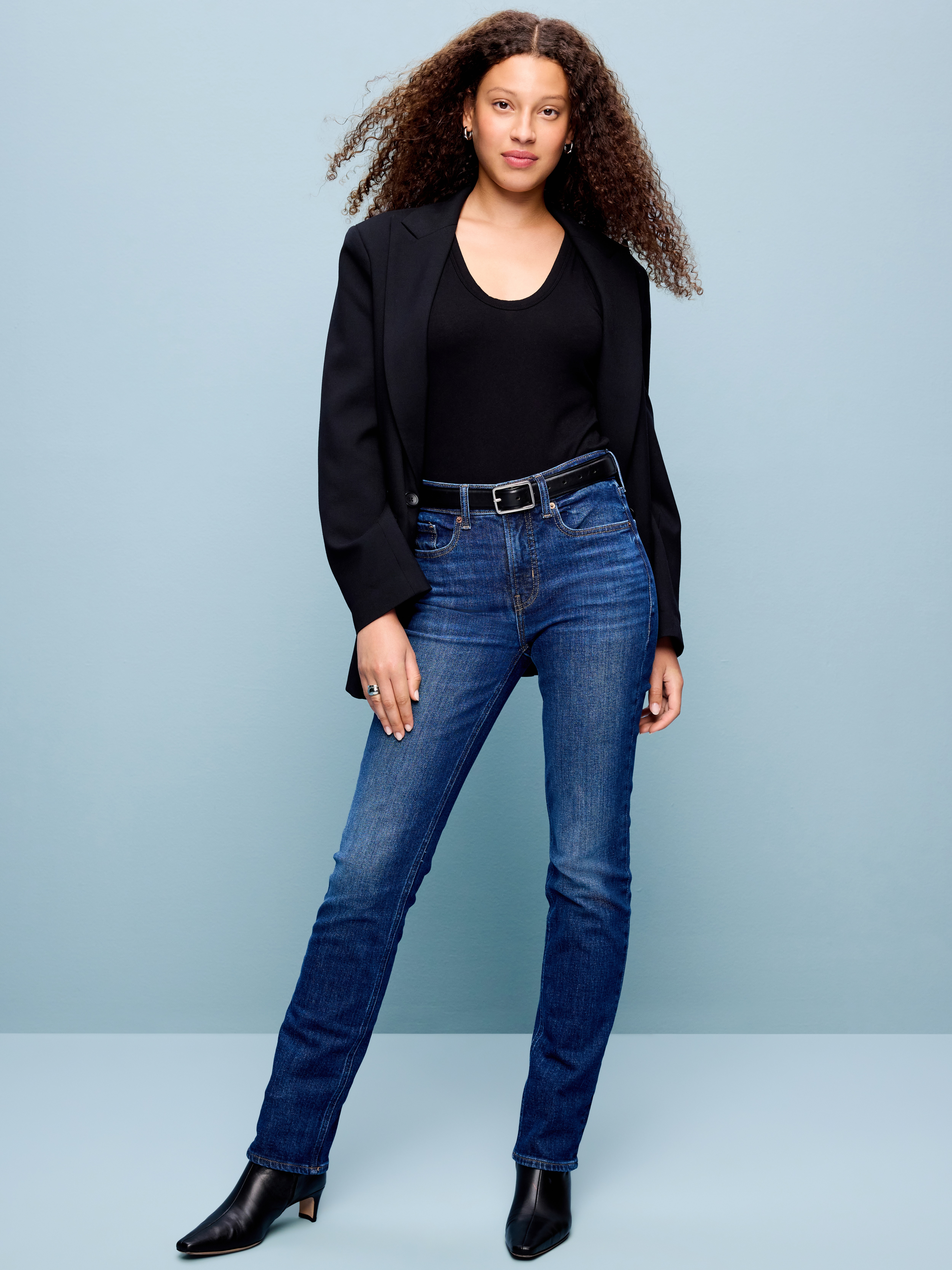 Mid-Rise Straight Leg Jeans - Indigo Archive - 1