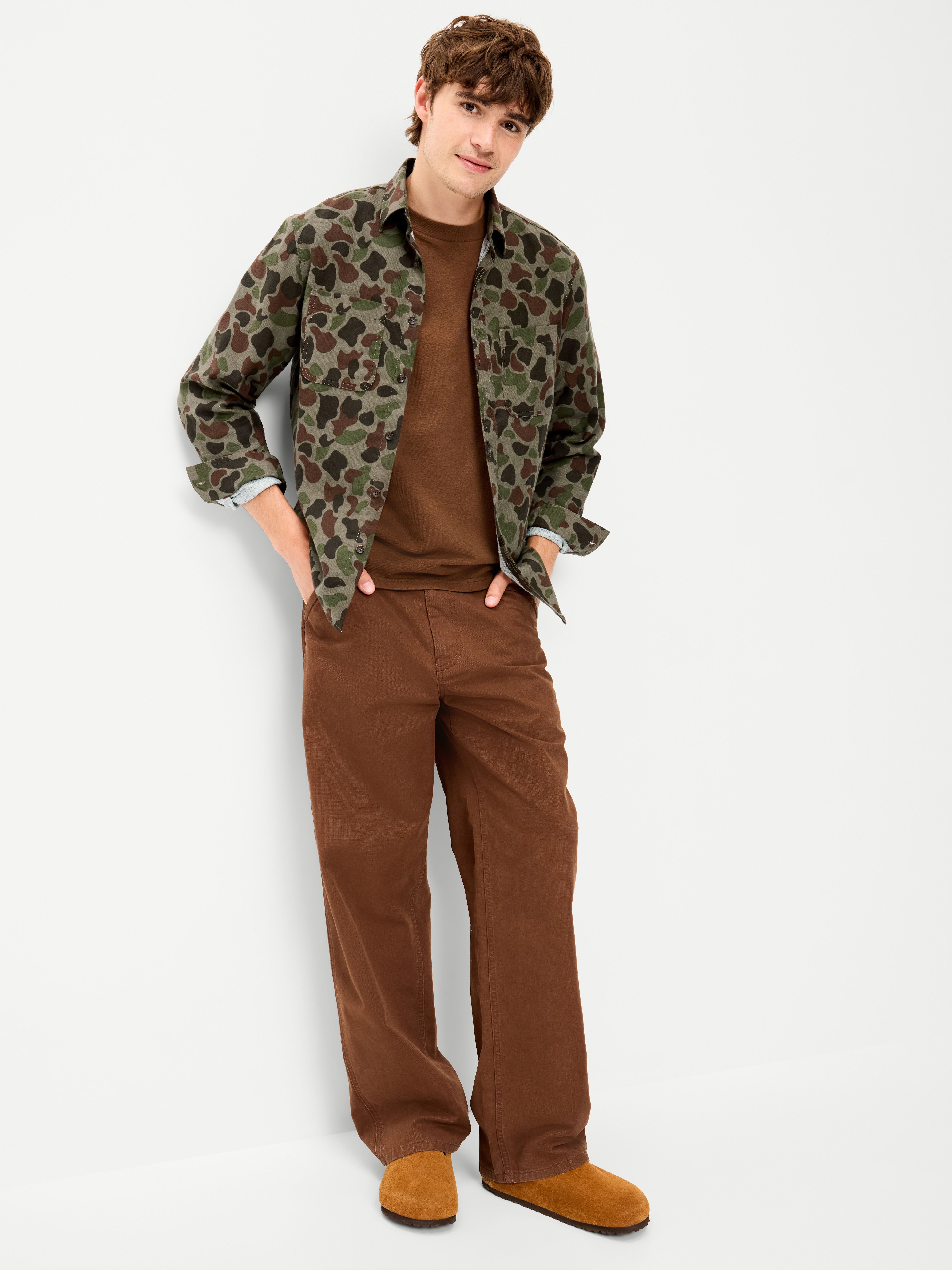 Relaxed Long-Sleeve Flannel Pocket Shirt - Camo - 3