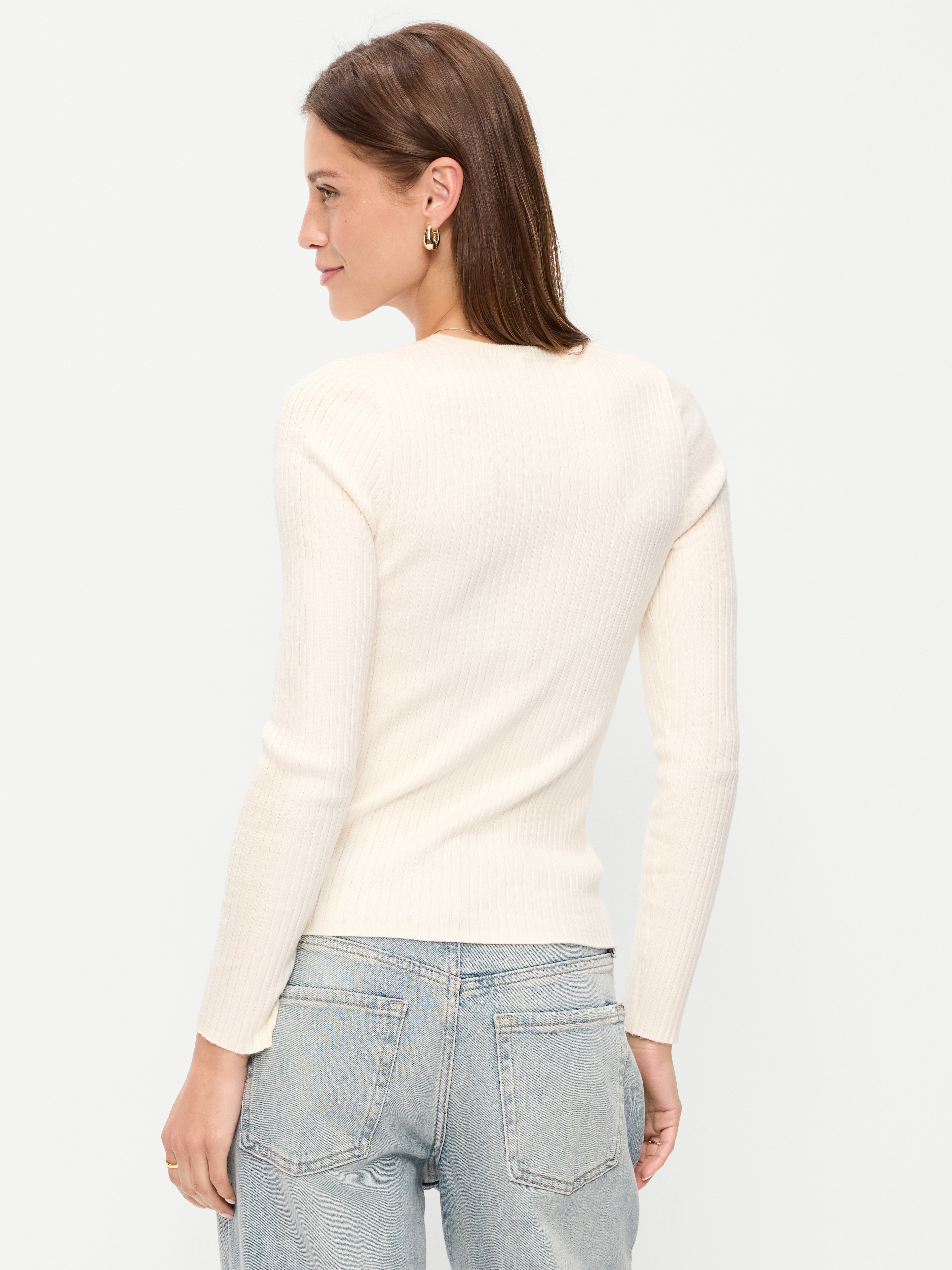 SoSoft Lite Crew-Neck Long-Sleeve Ribbed Sweater - Creme De La Creme - 2