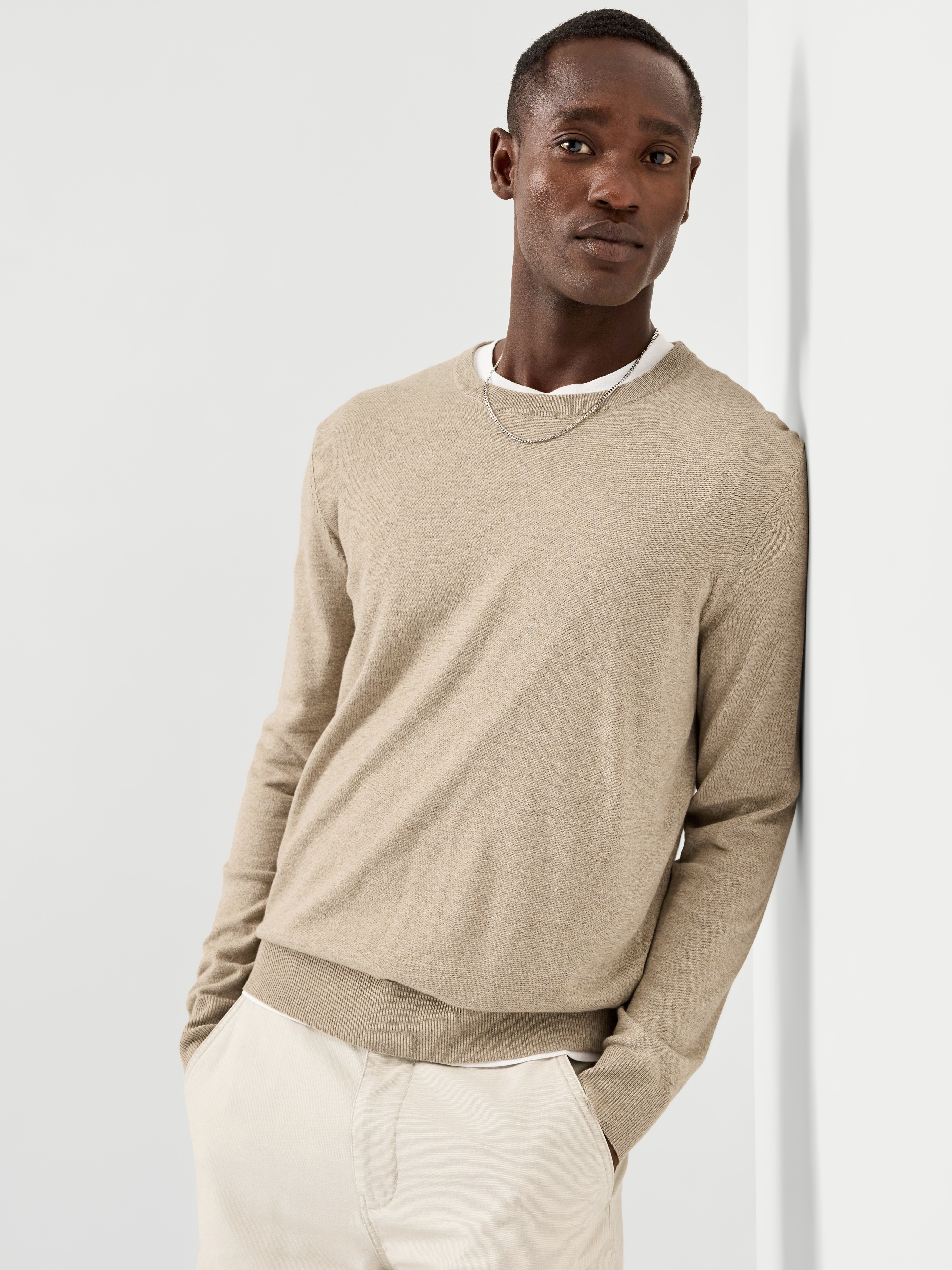 Essential Crew-Neck Sweater - New Tan Heather - 3