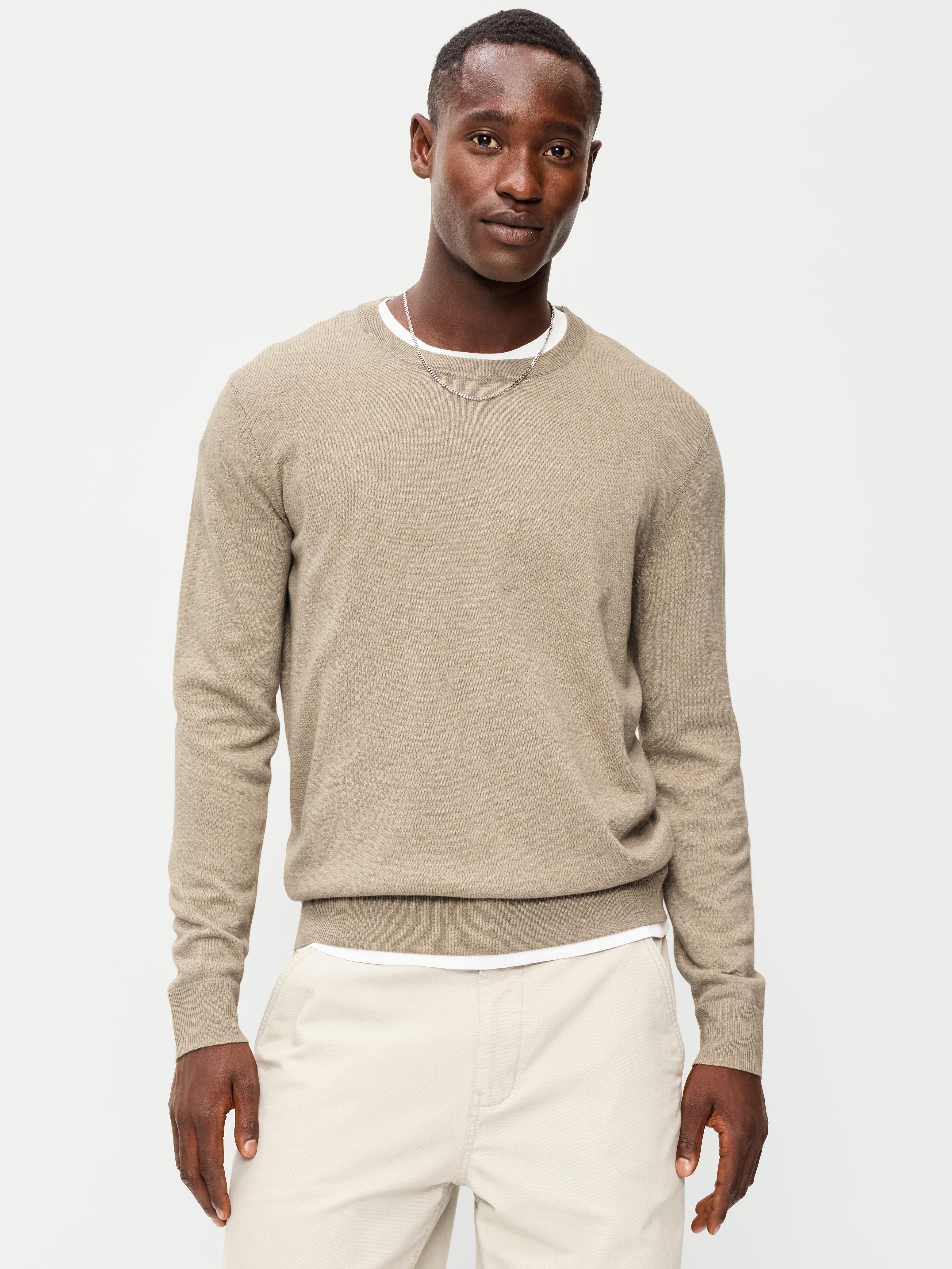 Essential Crew-Neck Sweater - New Tan Heather - 1