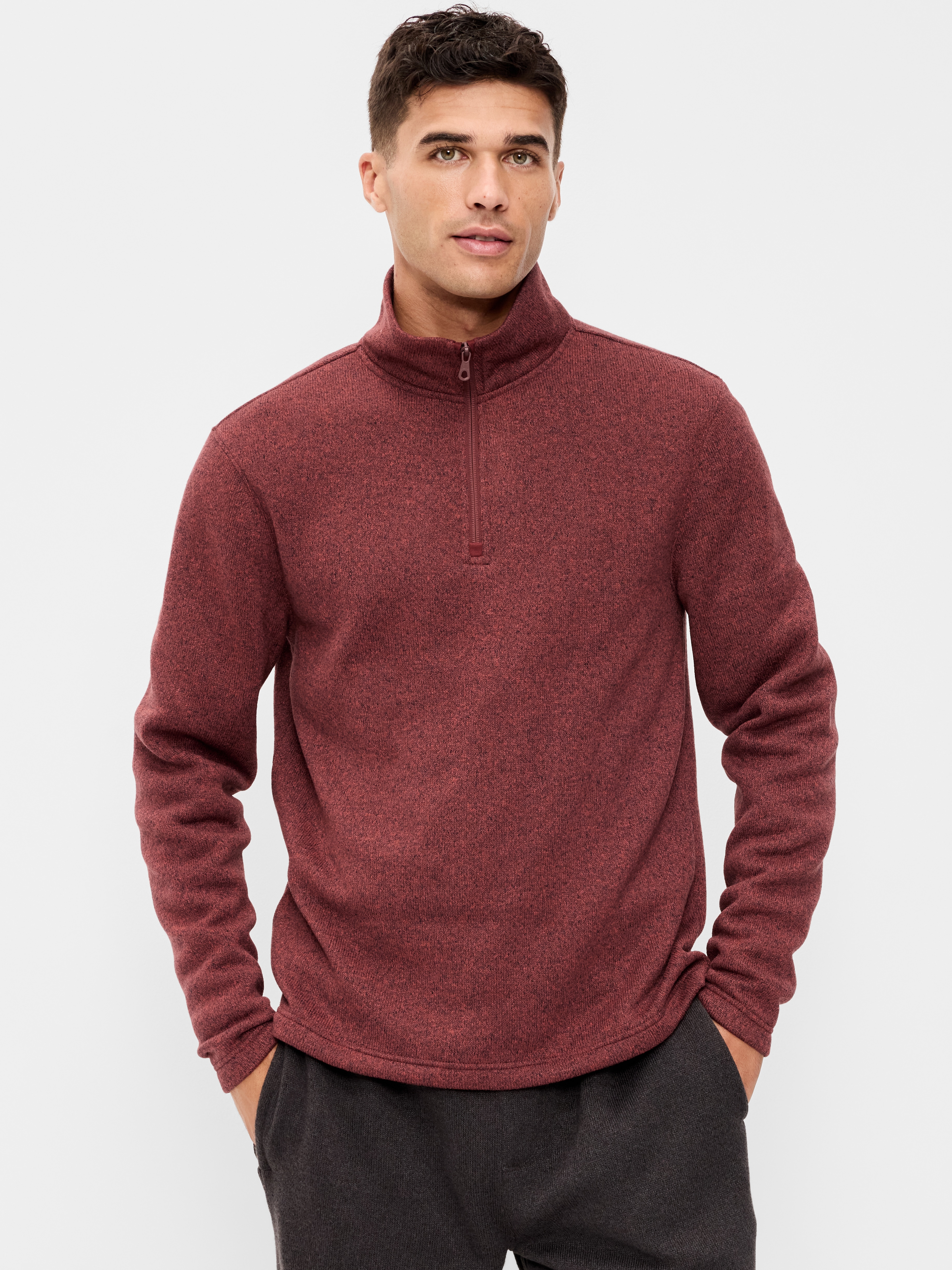 Sweater Fleece Quarter-Zip - Russet Brown - 1