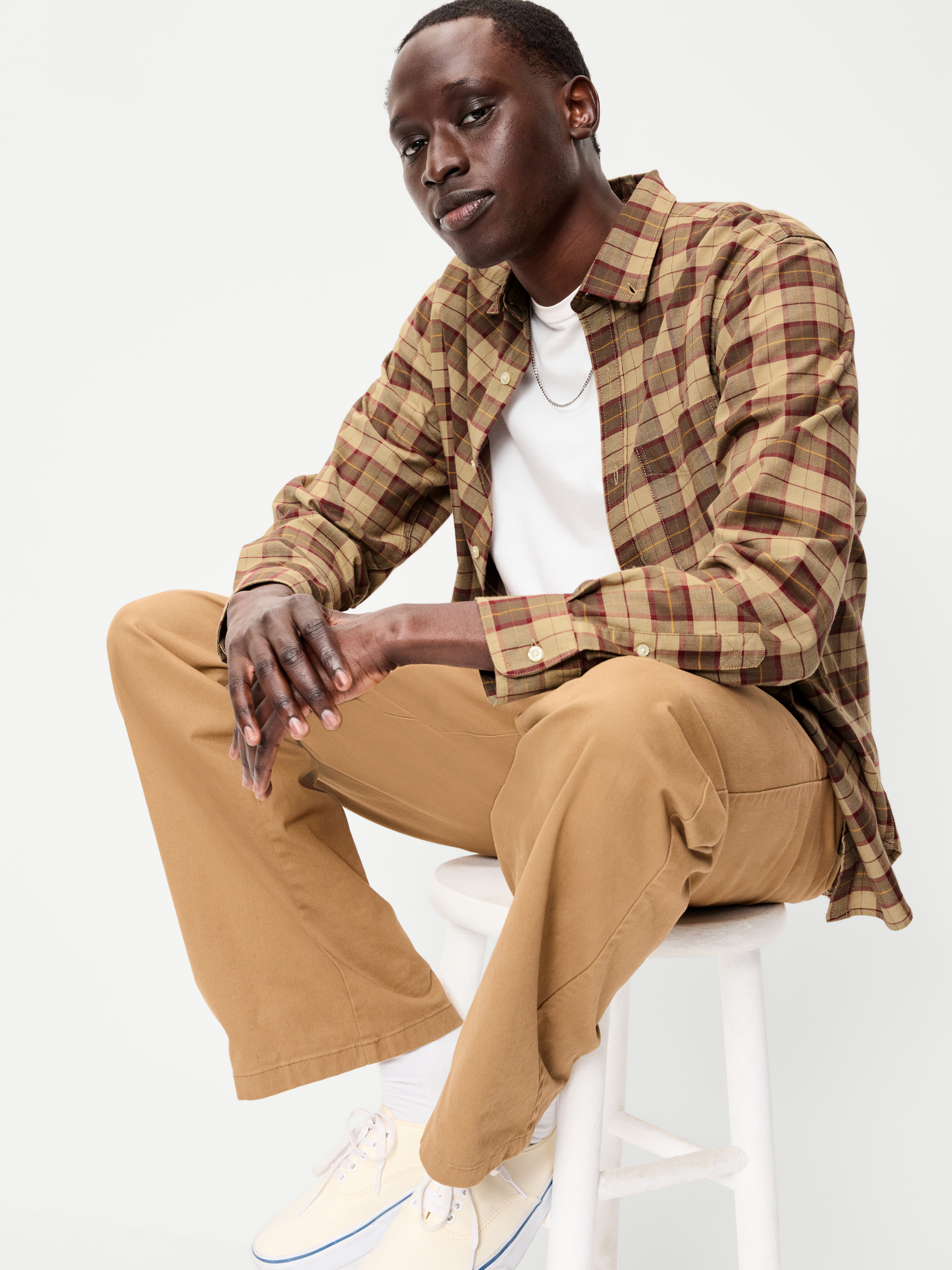 Classic Fit Everyday Oxford Shirt - Brown Plaid - 3