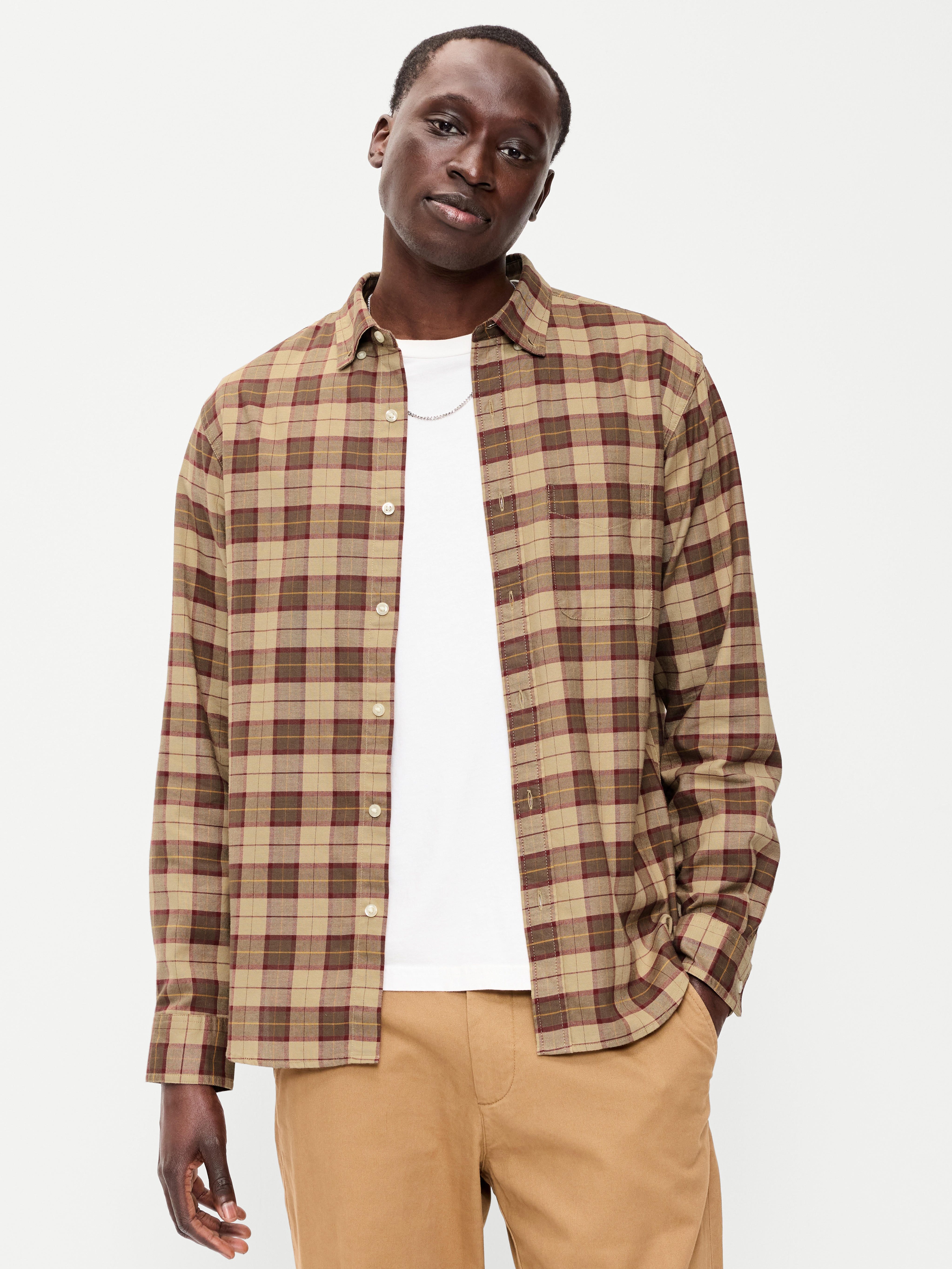 Classic Fit Everyday Oxford Shirt - Brown Plaid - 1