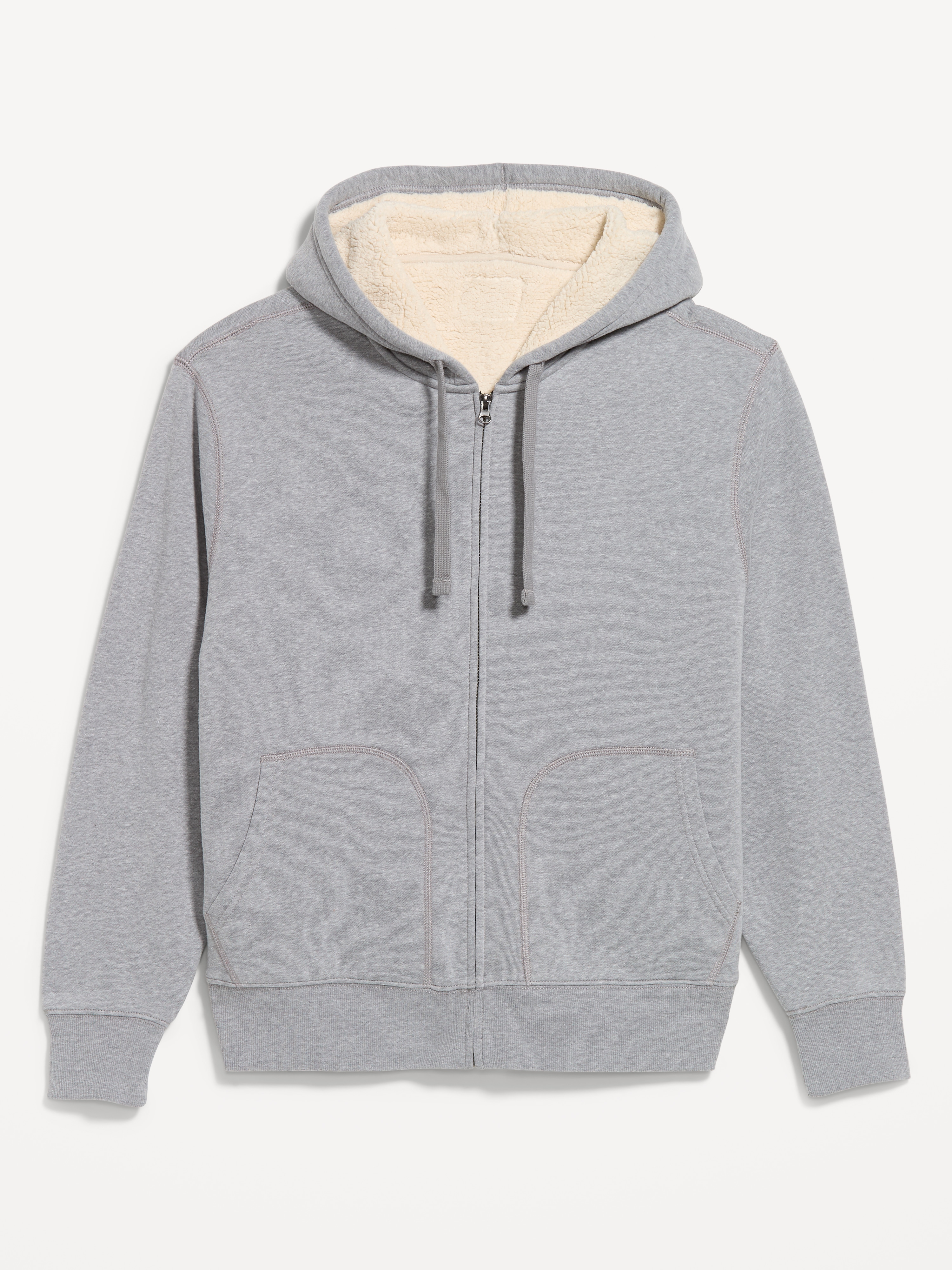 Sherpa-Lined Full-Zip Hoodie - Medium Gray Heather - 1