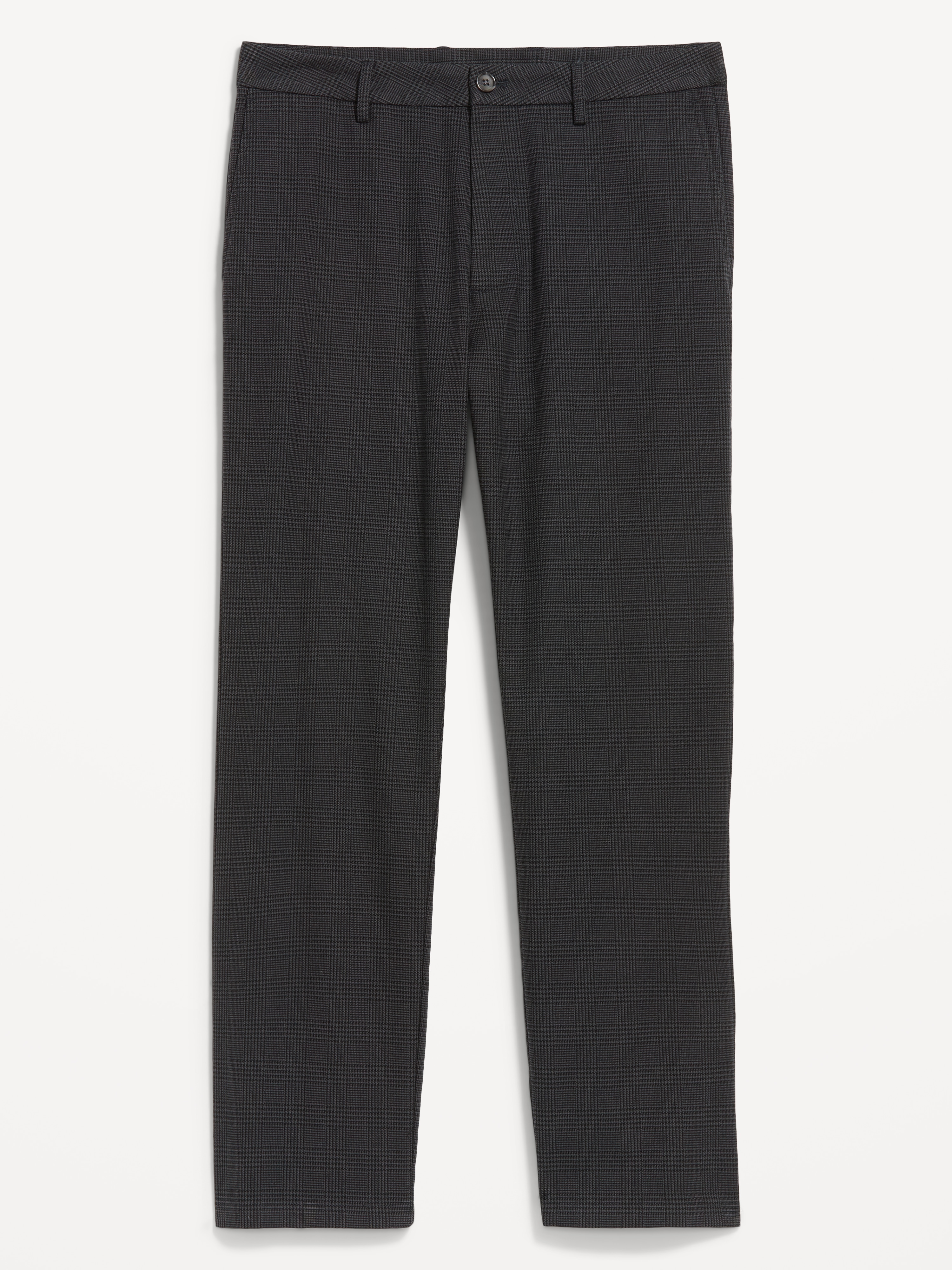 90s Straight-Fit Textured Twill Pants - Gray Plaid - 1