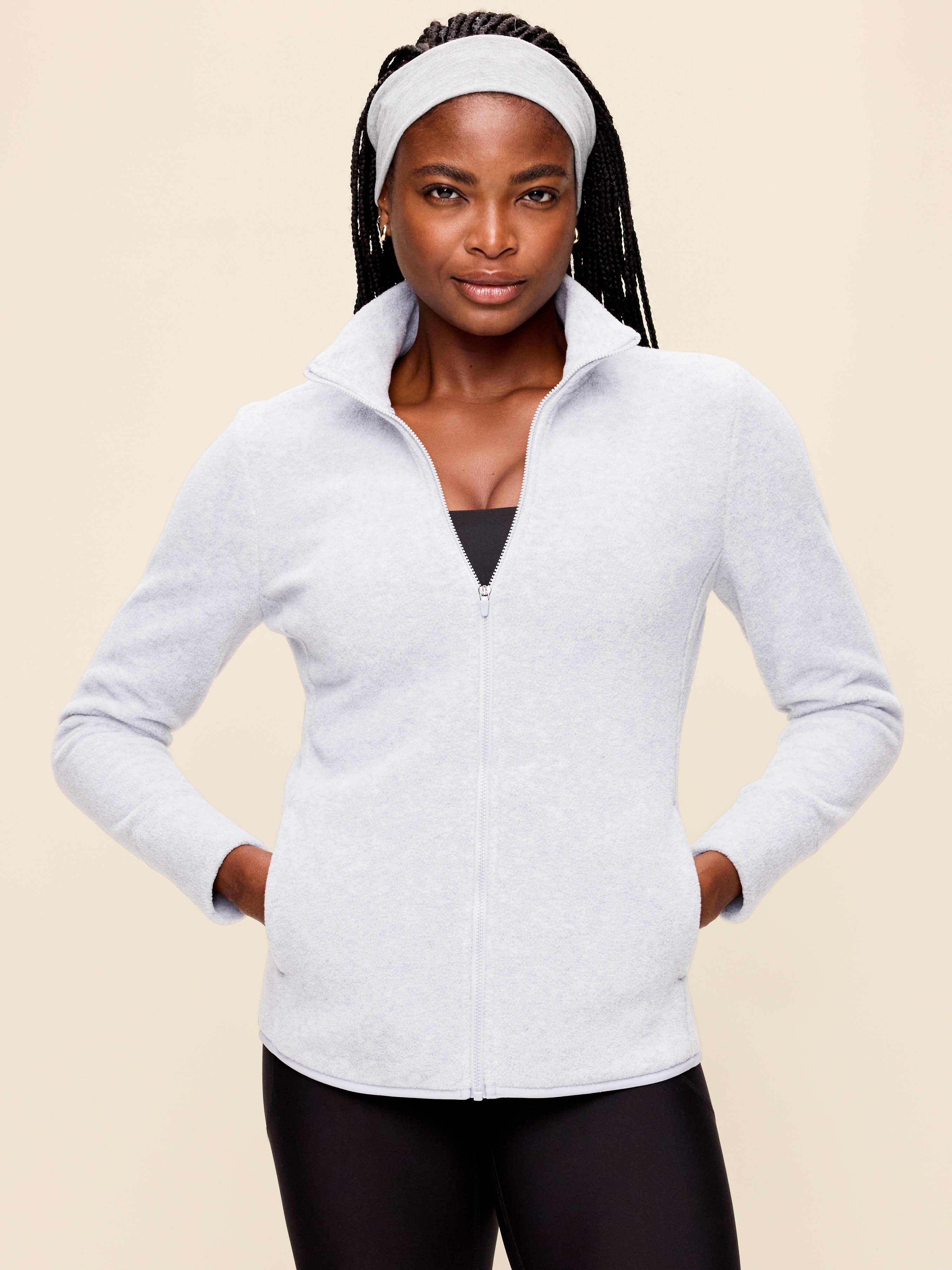 Fitted Performance Fleece Full-Zip Jacket - Heather Grey - 1