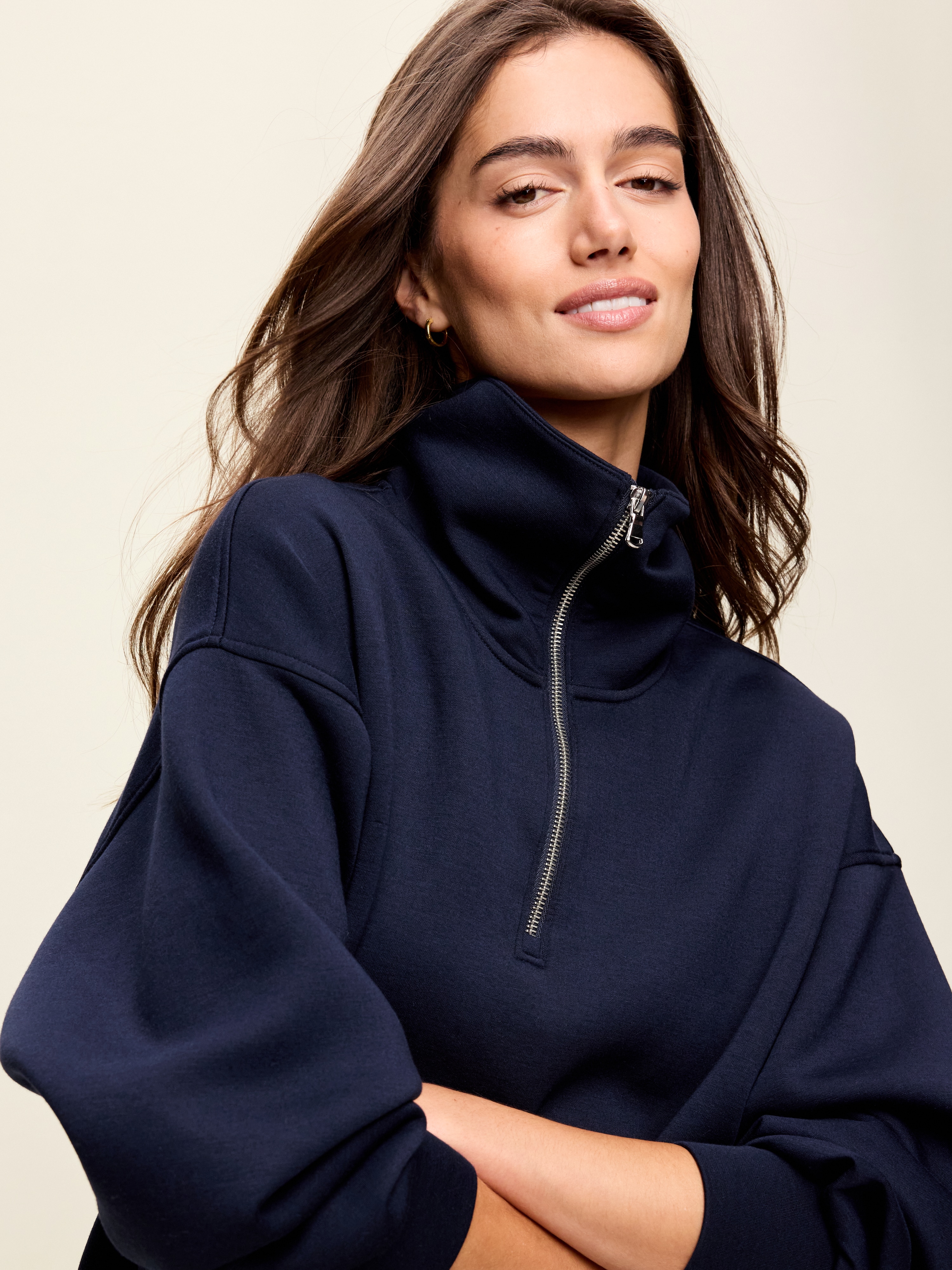 Bounce Fleece Half-Zip Pullover Sweatshirt - In the Navy - 1