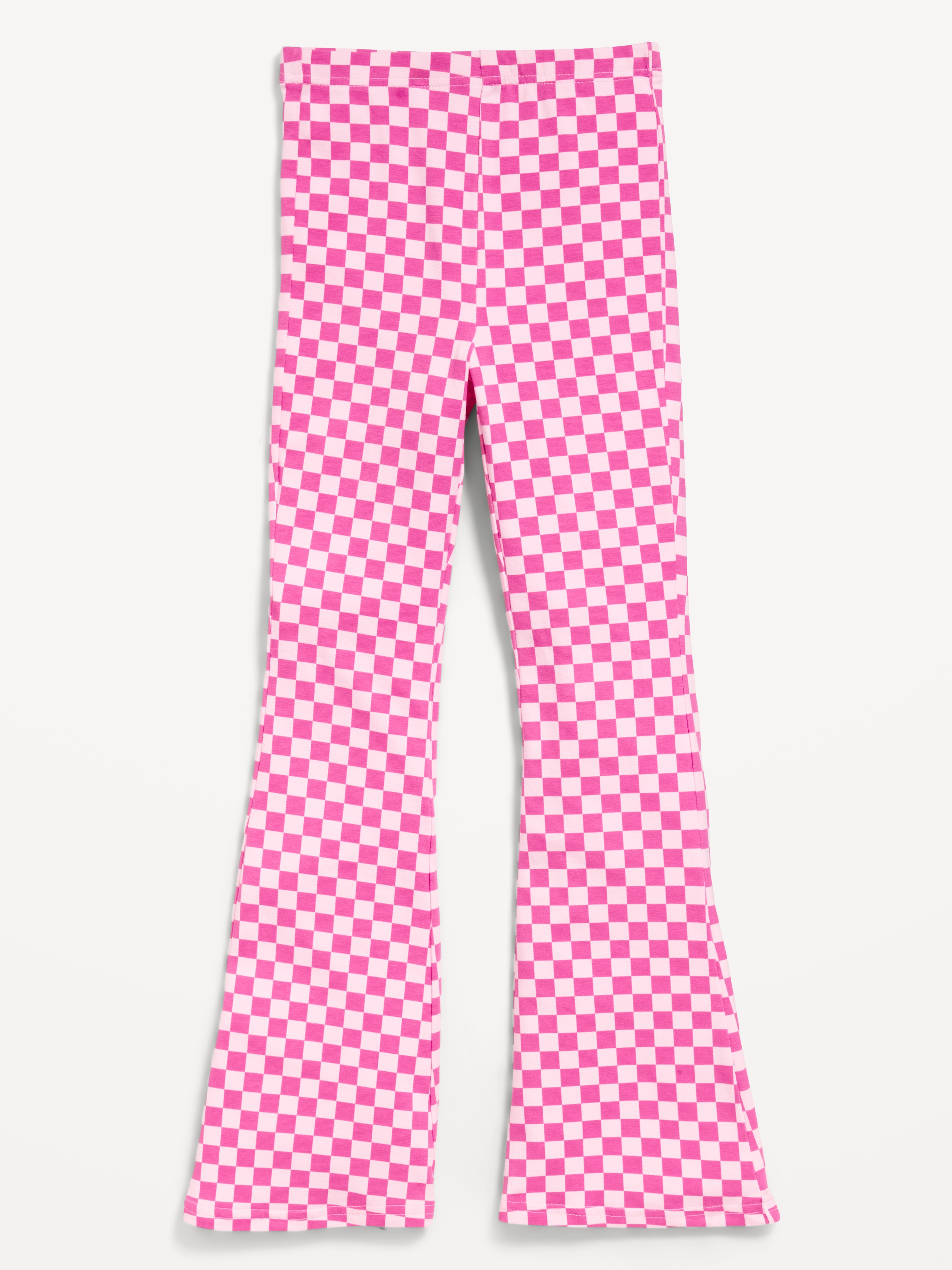 Full-Length Flared Leggings for Girls - Purple Checkerboard - 1
