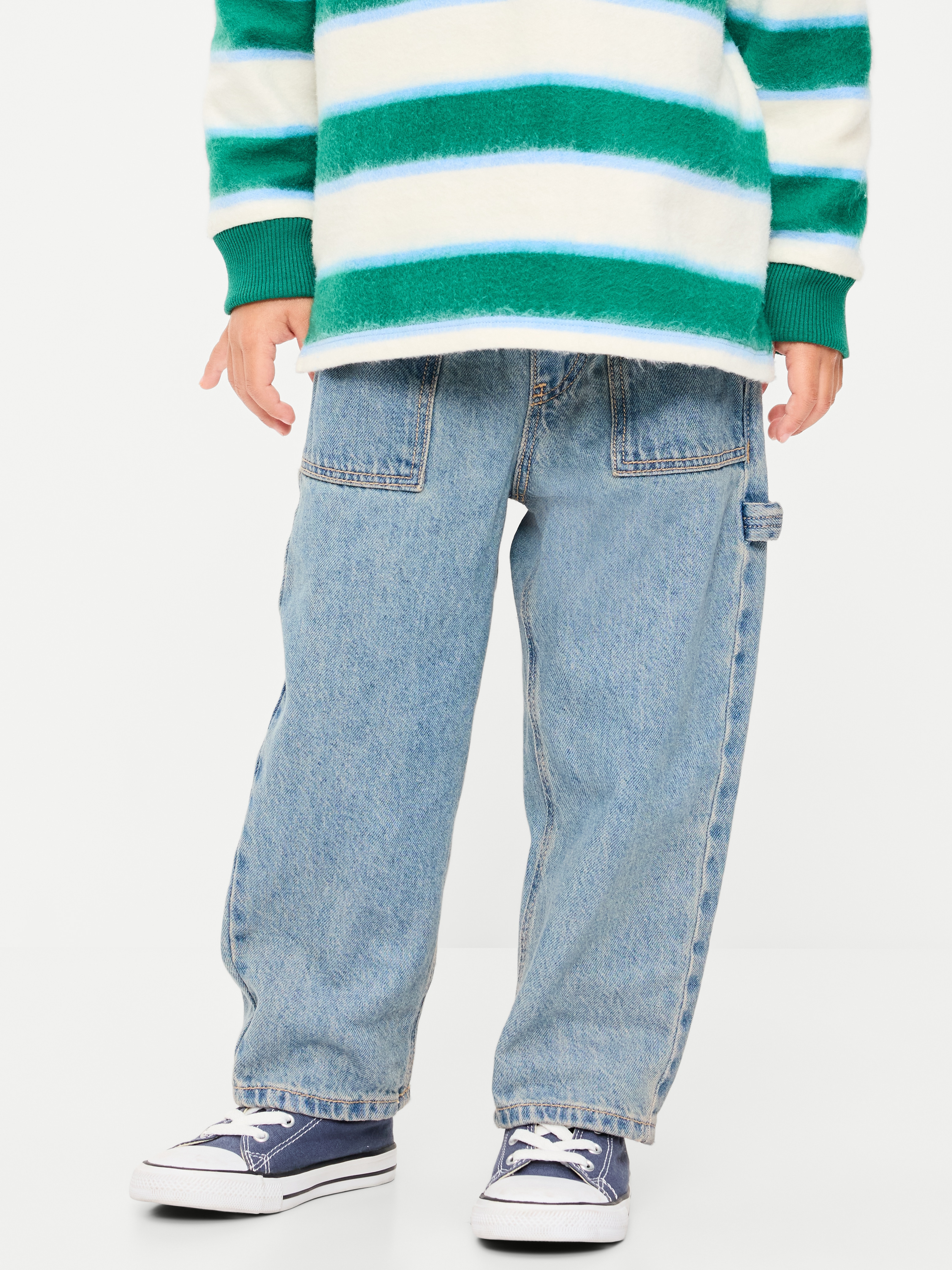 Super Baggy Barrel-Leg Cargo Jeans for Toddler Boys - Blue Washed - 2