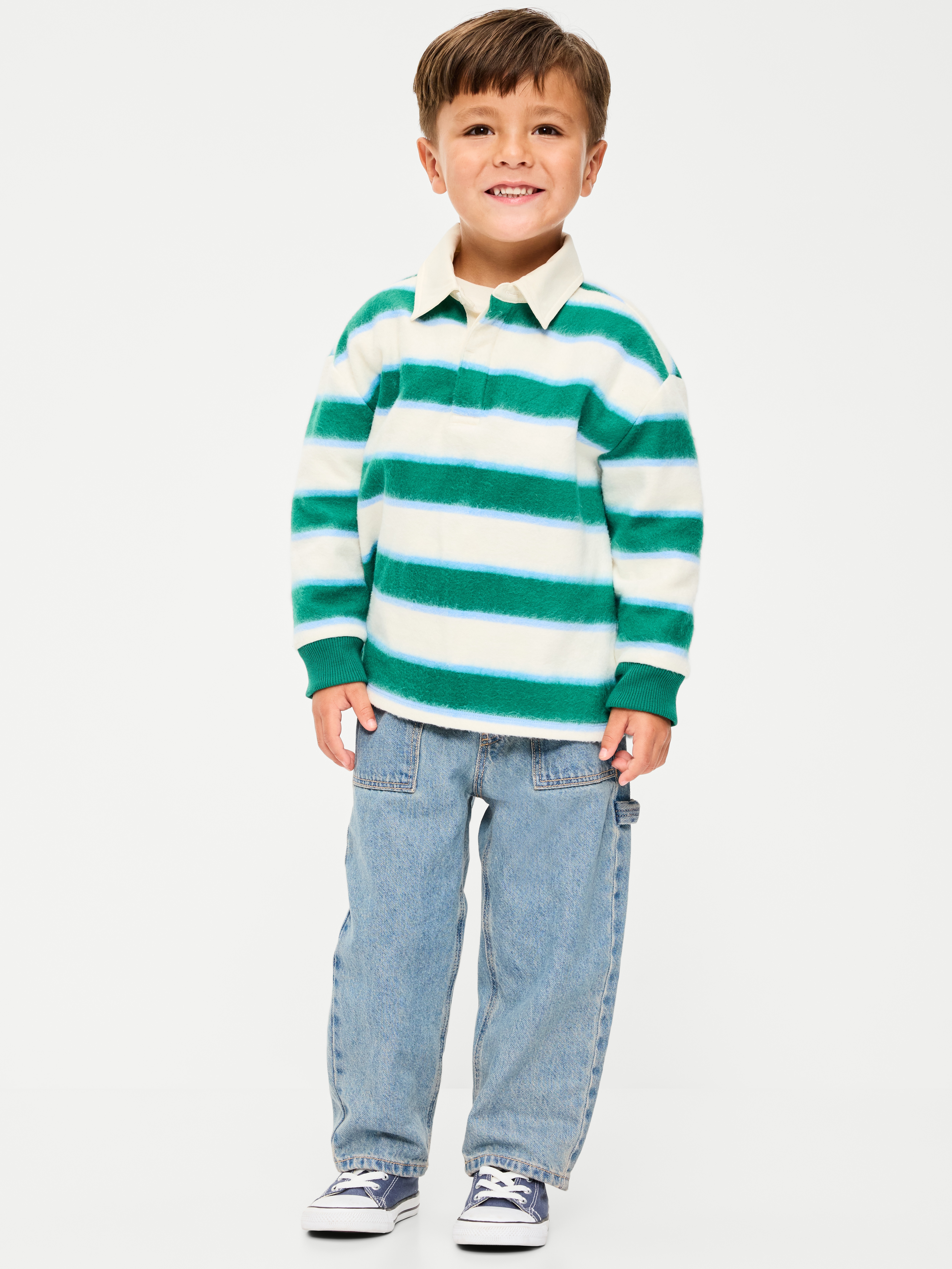 Super Baggy Barrel-Leg Cargo Jeans for Toddler Boys - Blue Washed - 1
