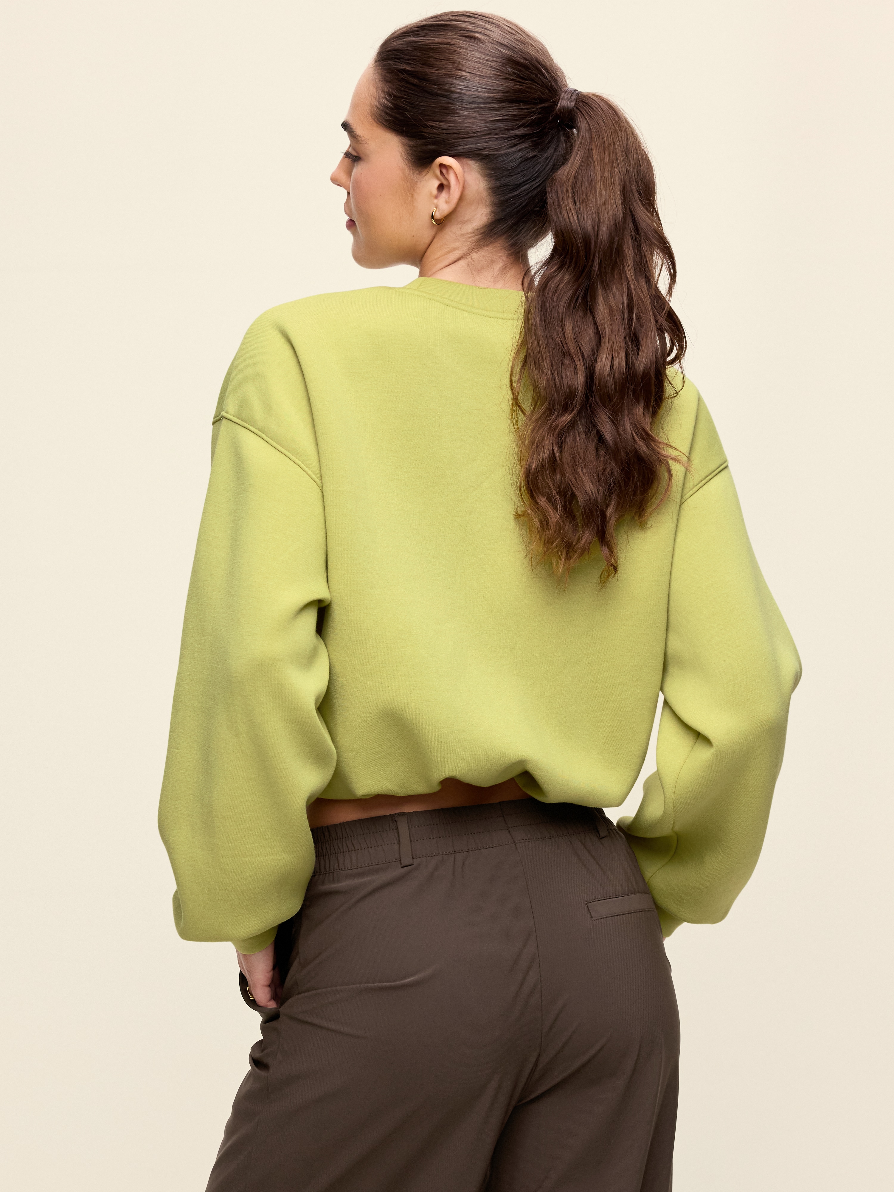 Bounce Fleece Bubble-Hem Sweatshirt - Marshy Grass - 2