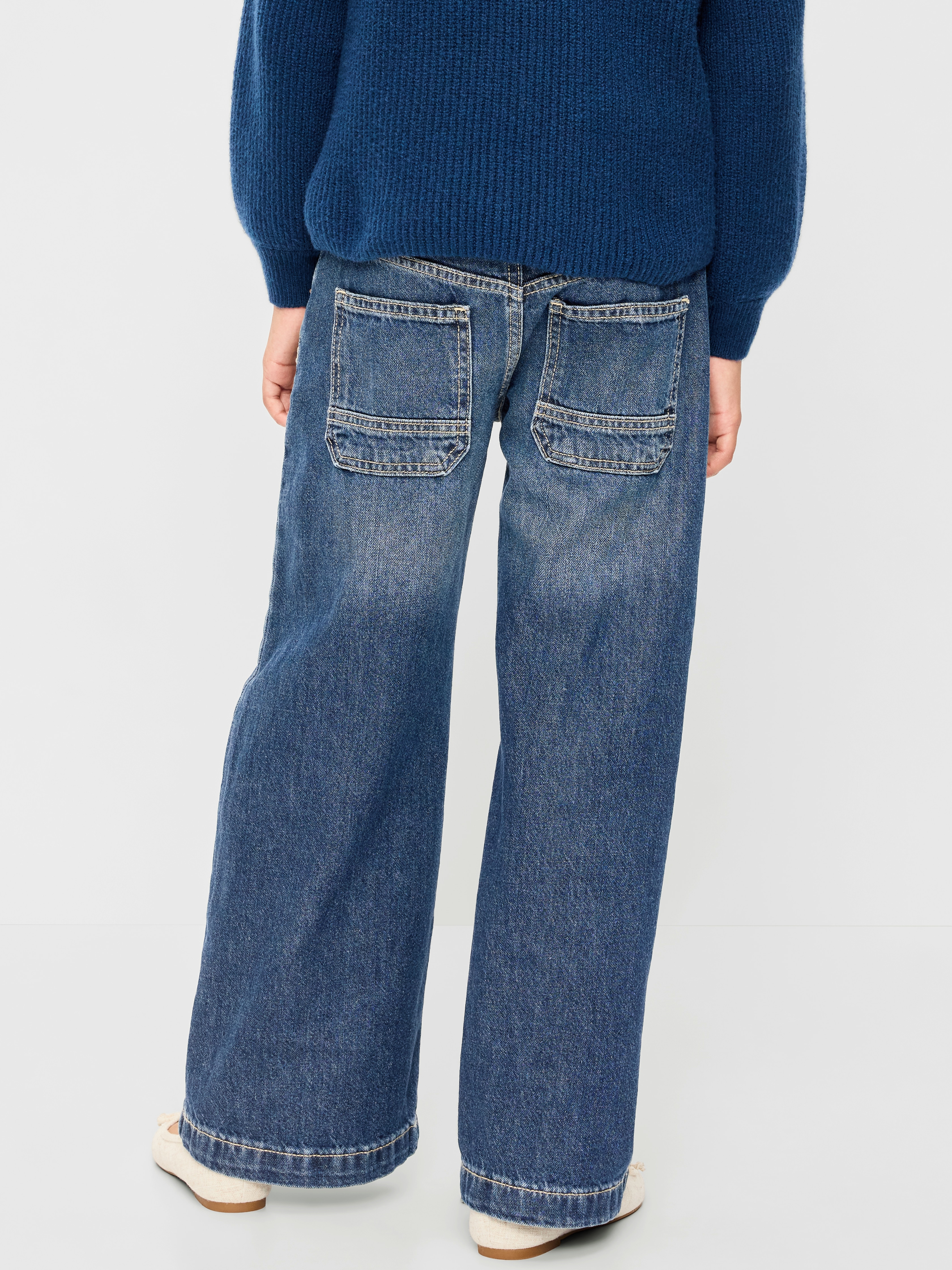 Low-Rise Super Baggy Wide-Leg Jeans for Girls - Medium Wash - 2