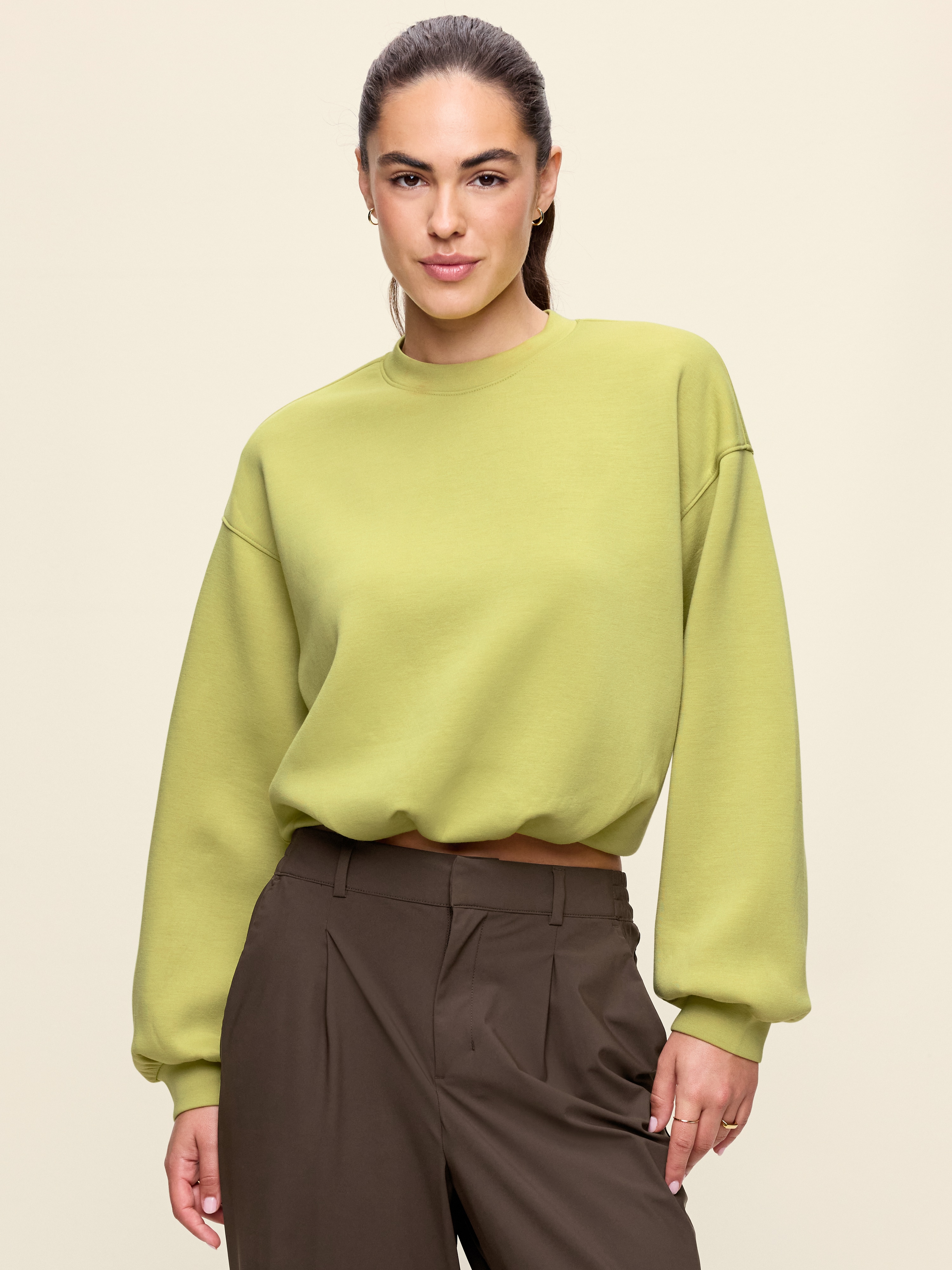 Bounce Fleece Bubble-Hem Sweatshirt - Marshy Grass - 1
