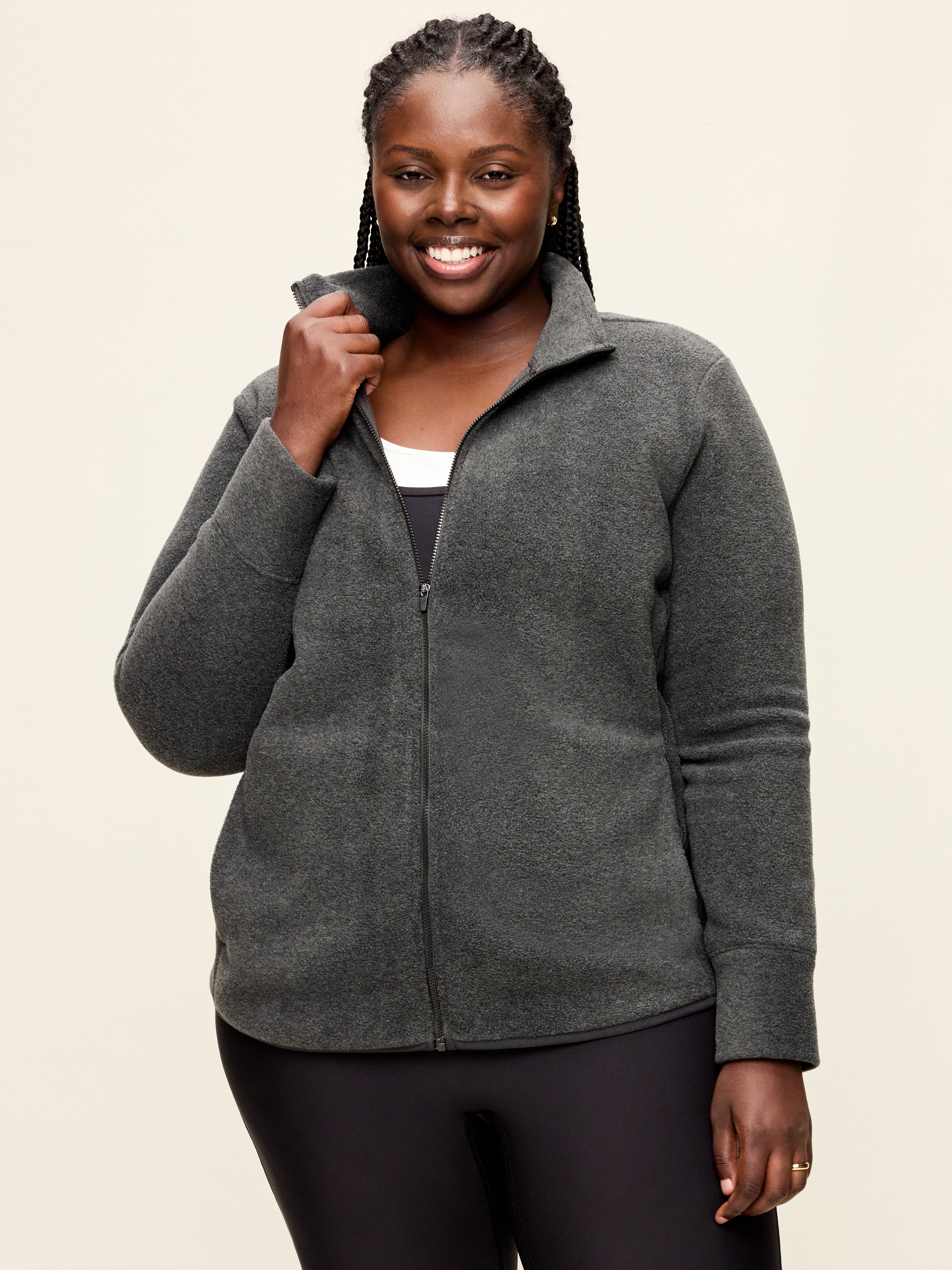 Fitted Performance Fleece Full-Zip Jacket - Dark Heather Gray - 7