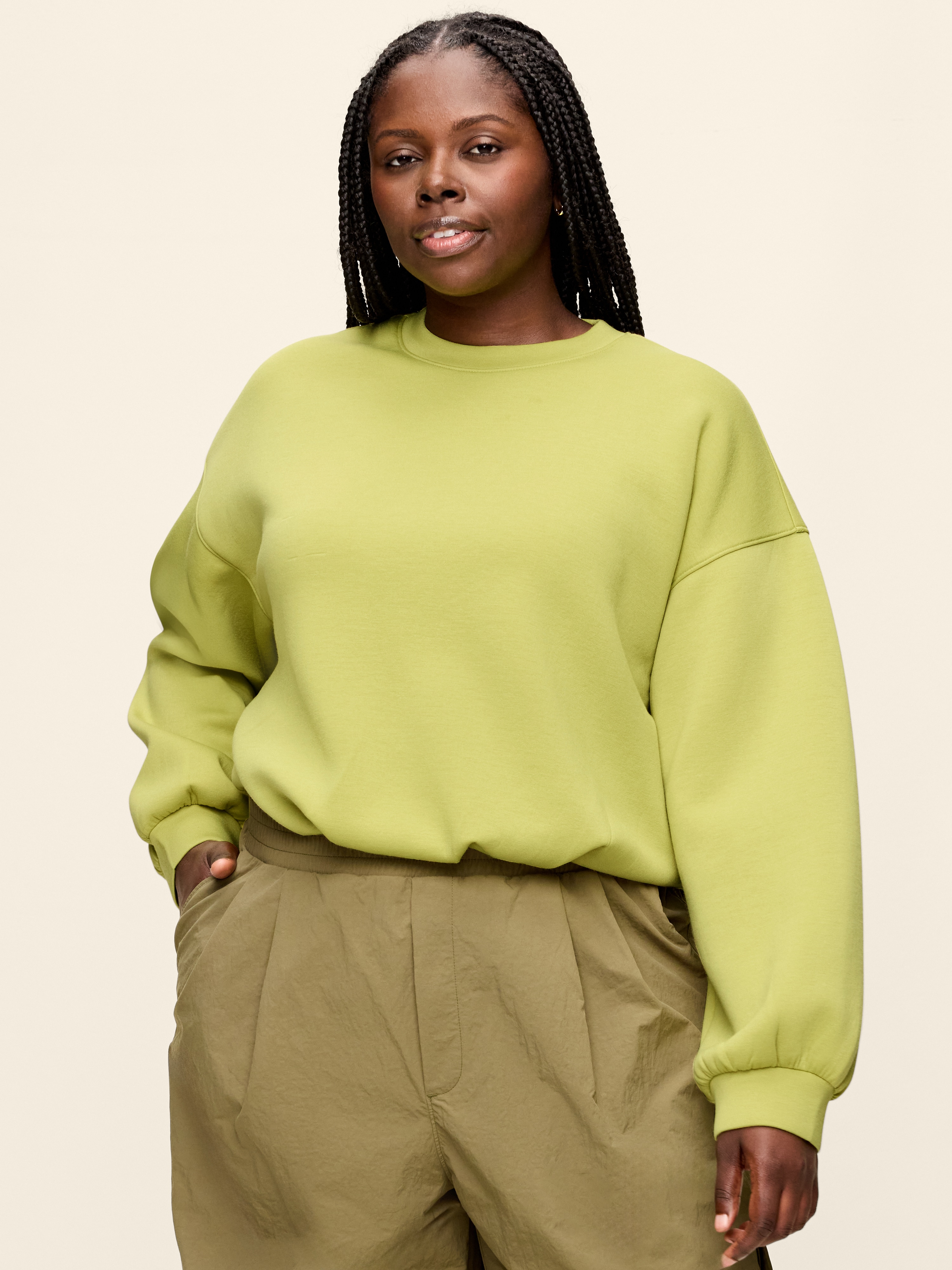 Bounce Fleece Bubble-Hem Sweatshirt - Marshy Grass - 8