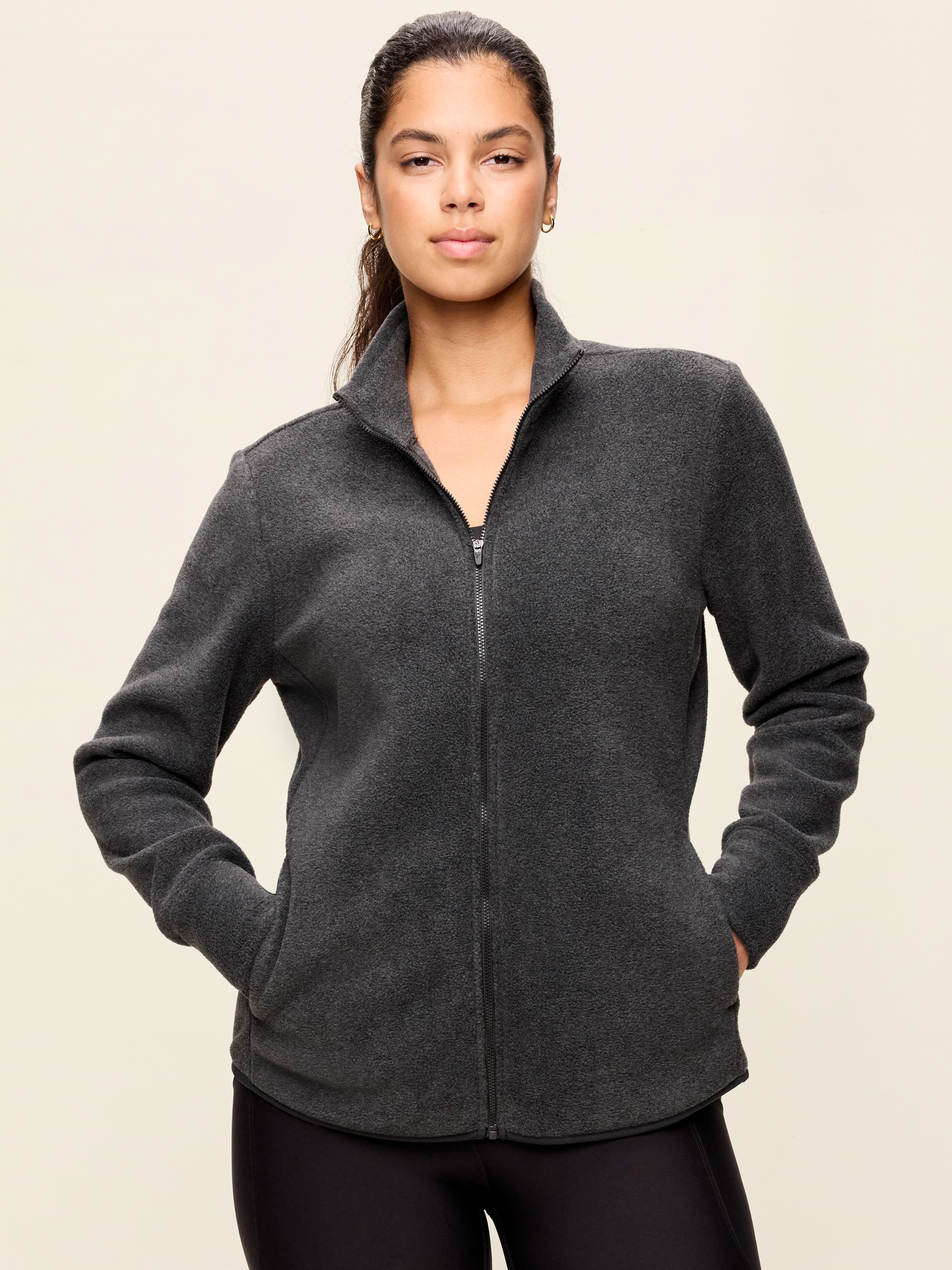 Fitted Performance Fleece Full-Zip Jacket - Dark Heather Gray - 5
