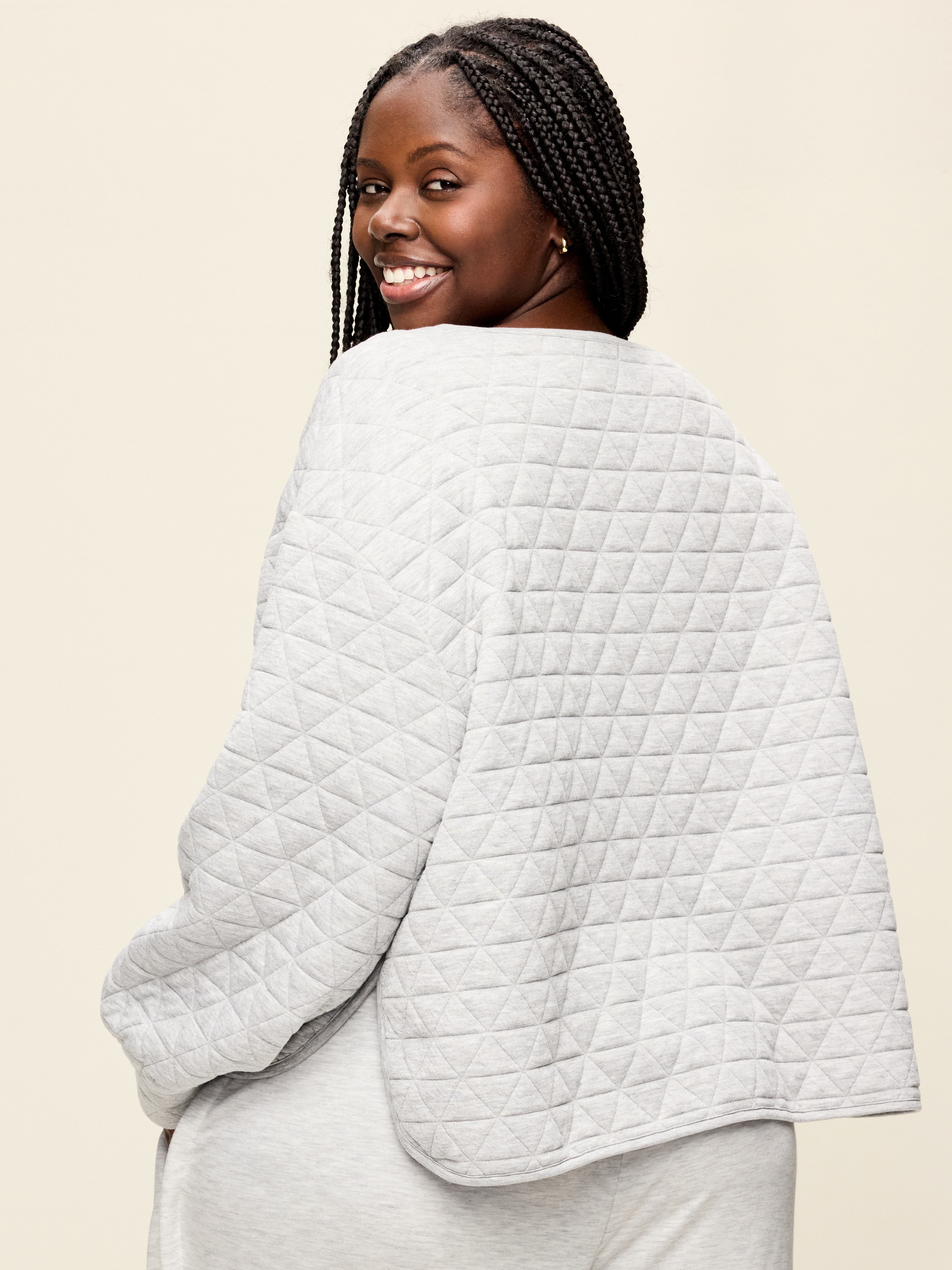 Quilted Bounce Fleece Boatneck Sweatshirt - Heather Gray - 8