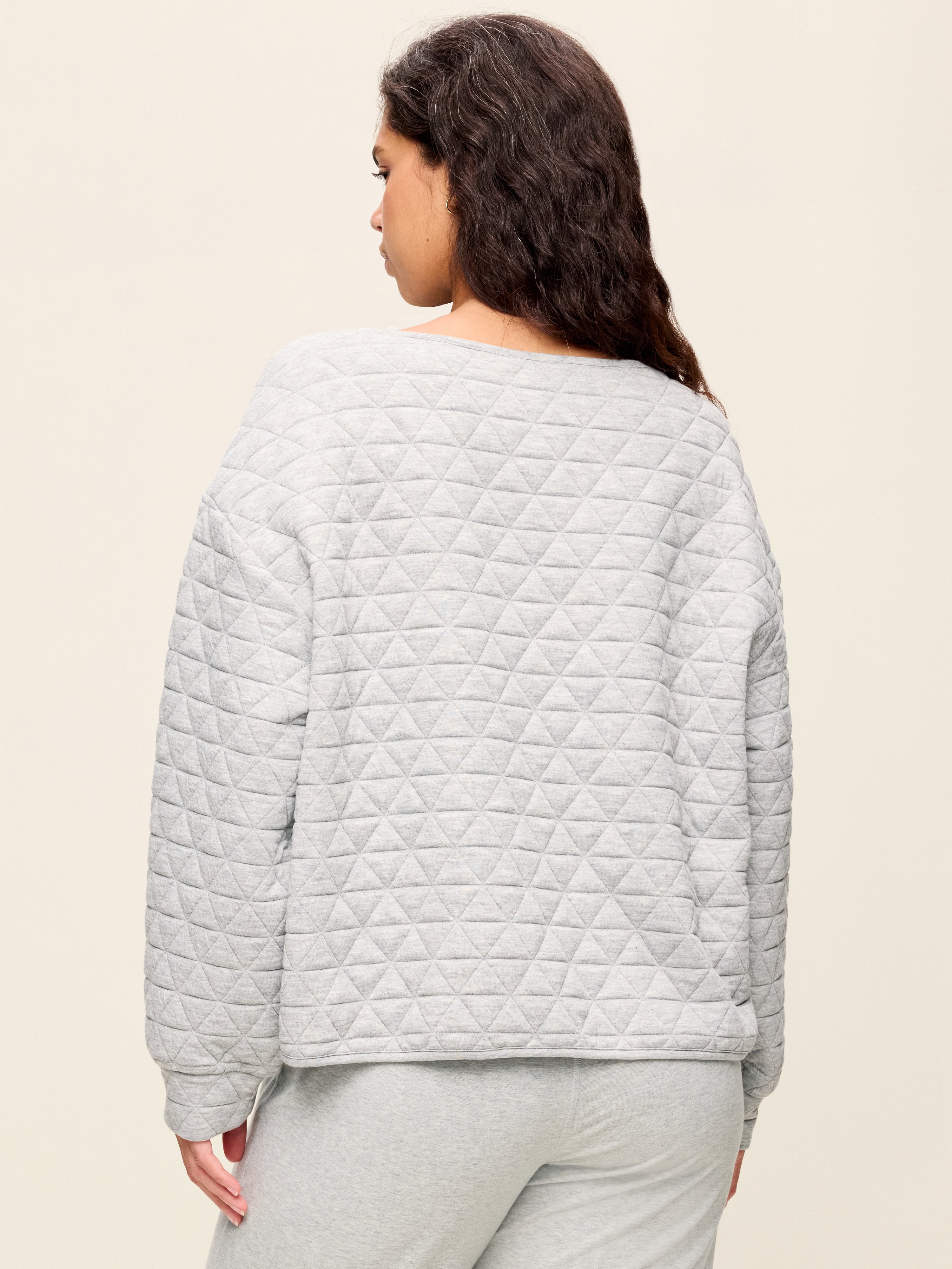 Quilted Bounce Fleece Boatneck Sweatshirt - Heather Gray - 5