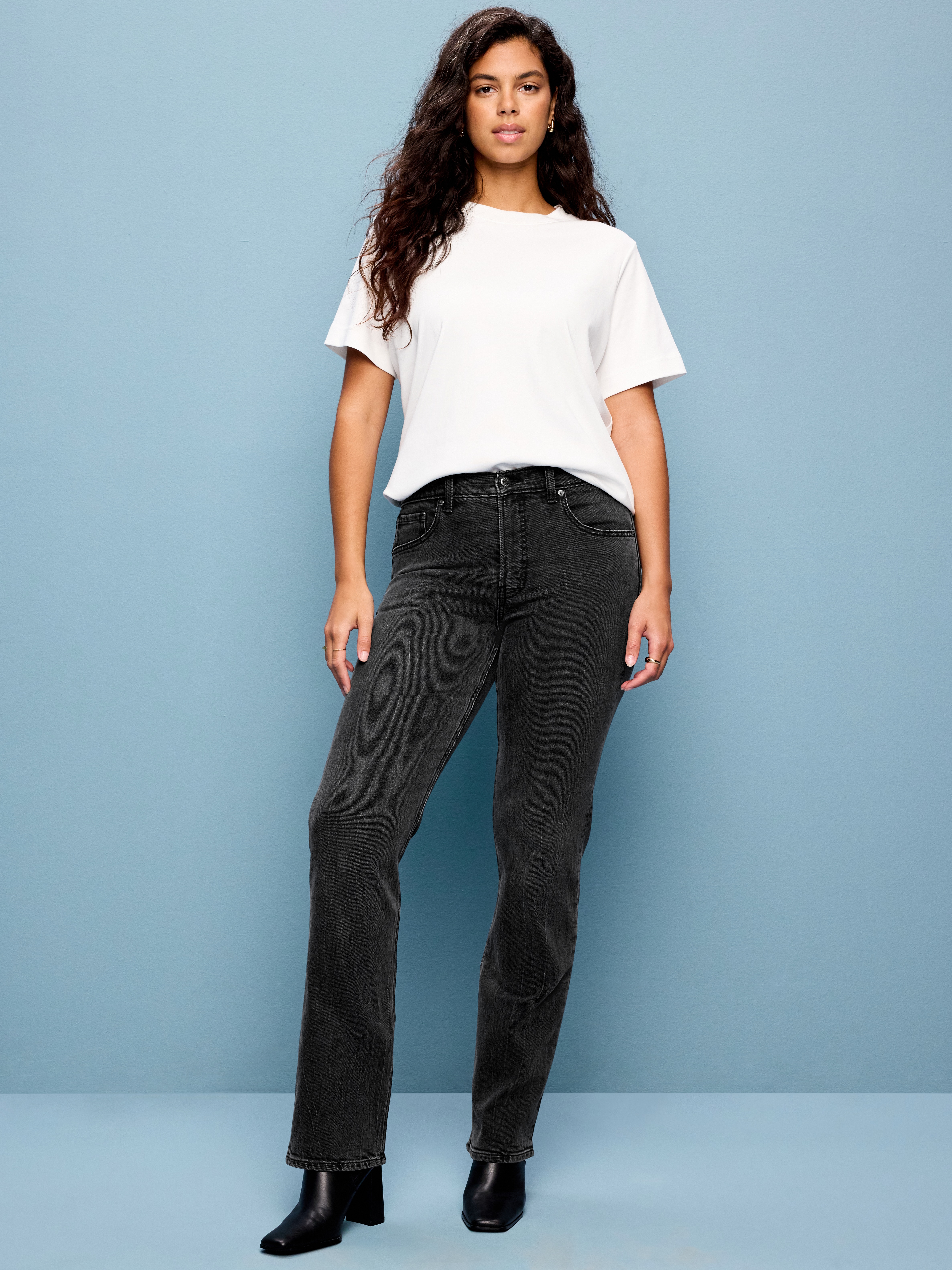 Mid-Rise Straight Leg Jeans - Grey Matter - 1