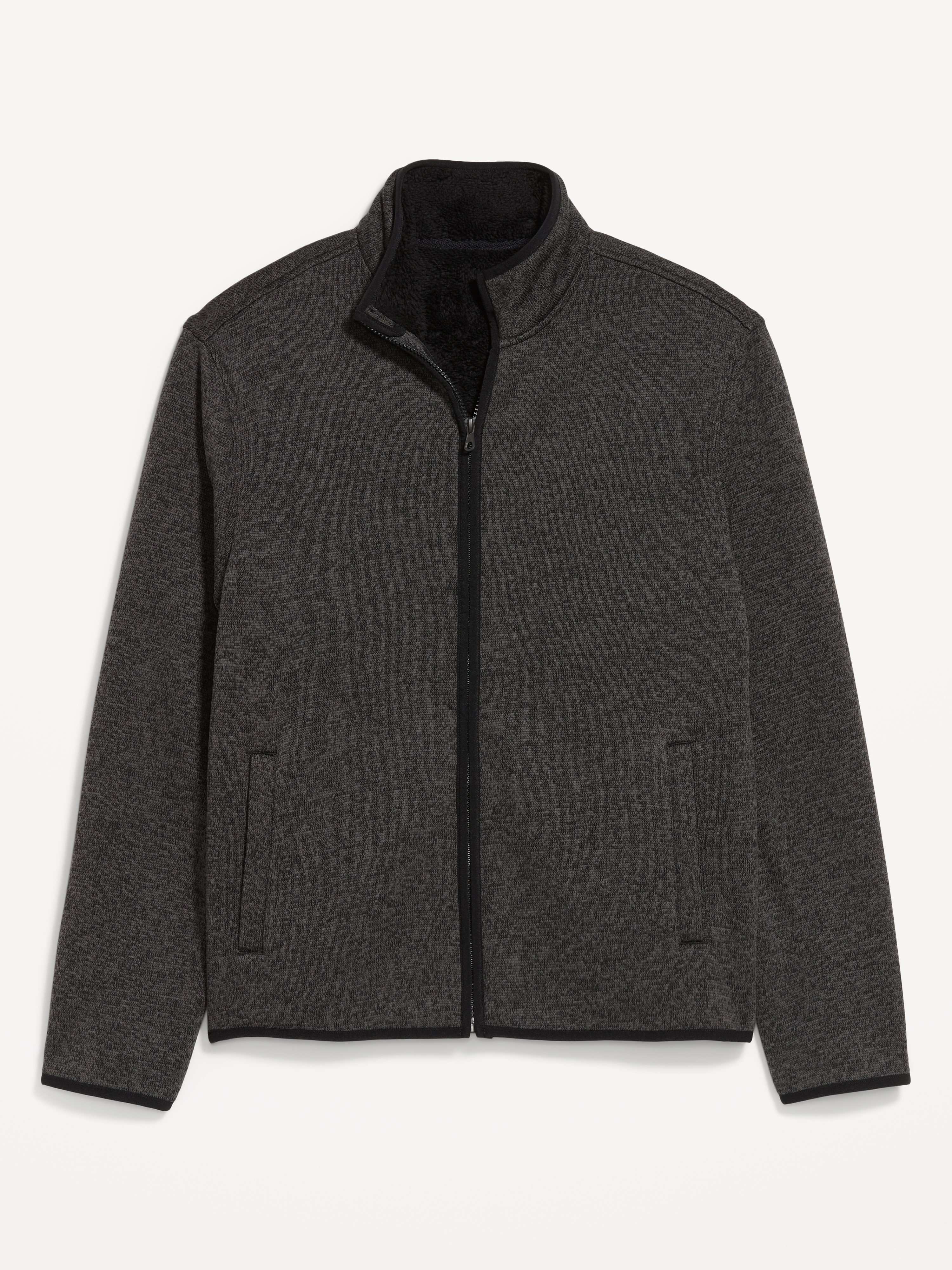 Sweater Fleece Sherpa-Lined Full-Zip Jacket - Black Jack - 1