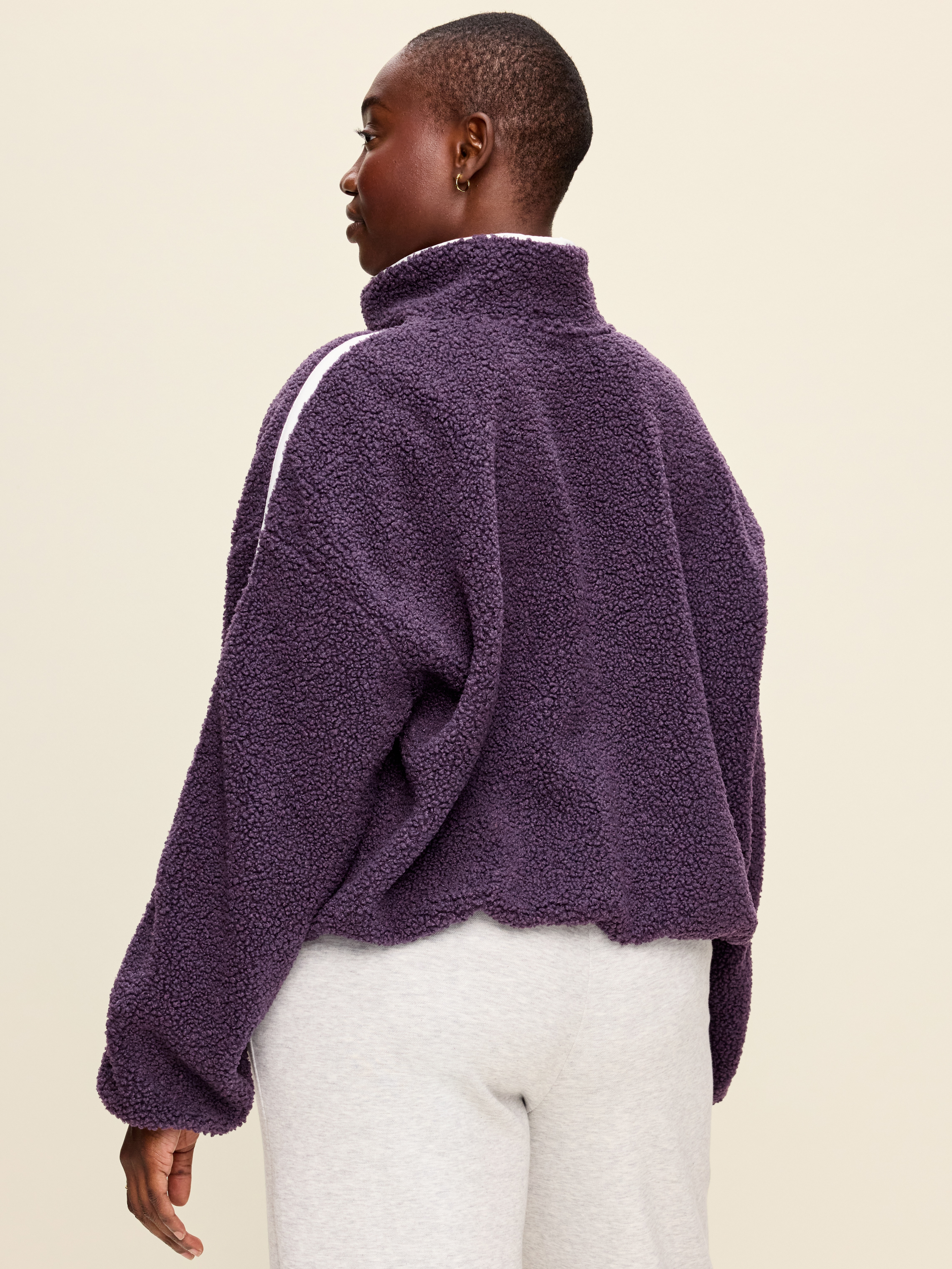 Loose Sherpa Quarter-Zip Pullover - Nebula - 6