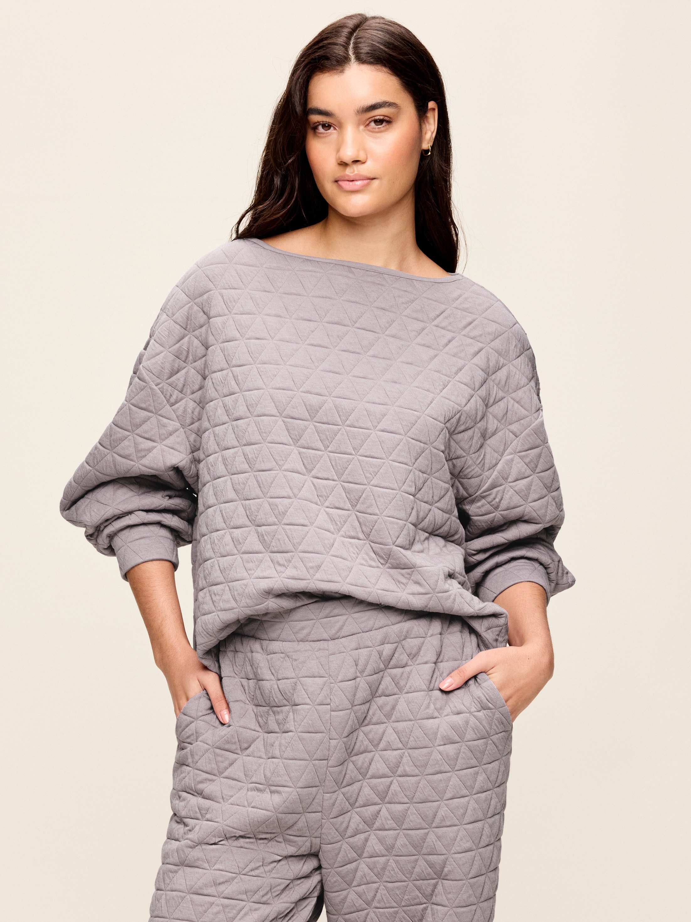 Quilted Bounce Fleece Boatneck Sweatshirt - Mockingbird - 5
