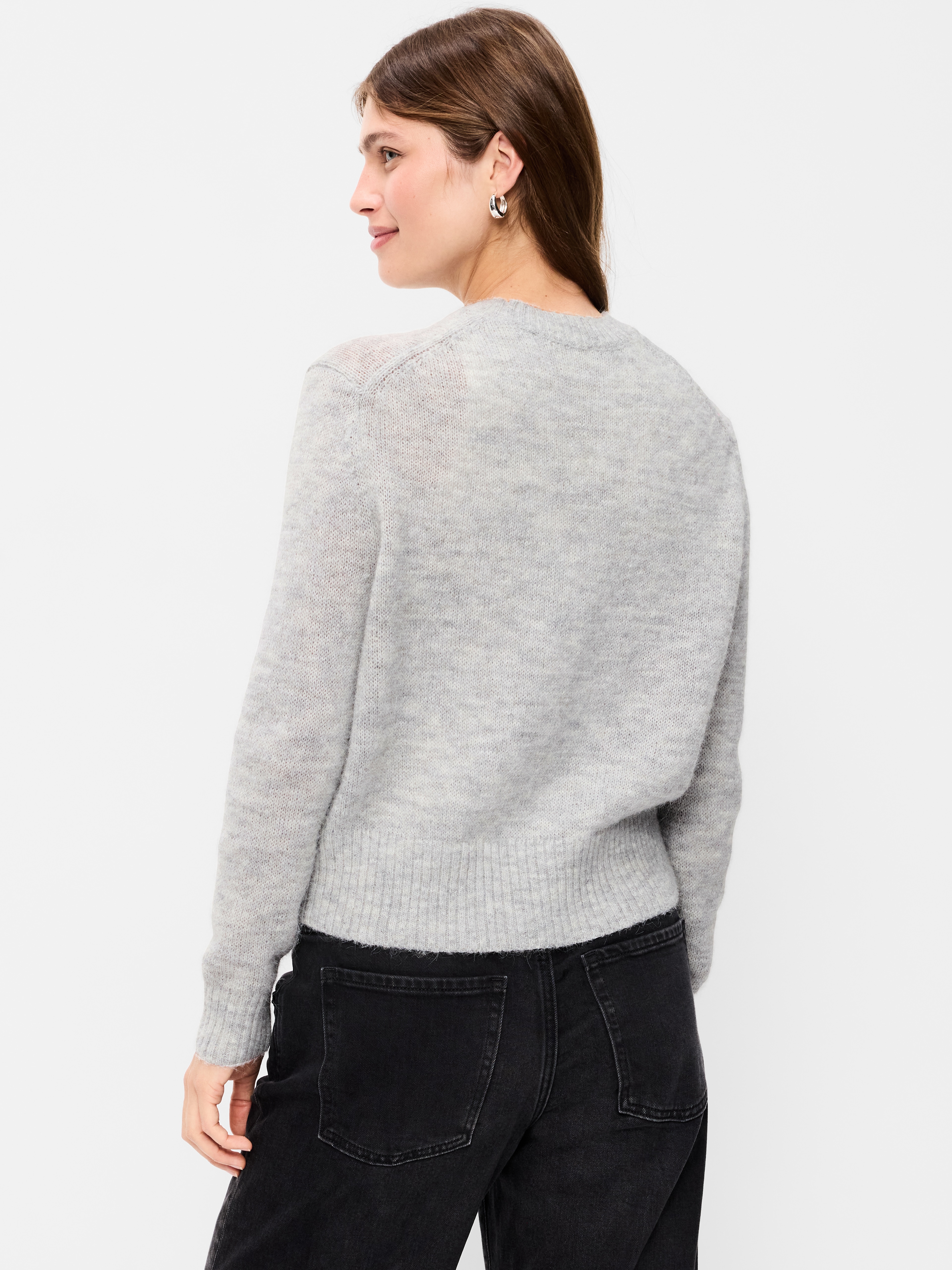 Shrunken Cozy Wool-Blend Crew-Neck Sweater - LIGHT GREY - 2