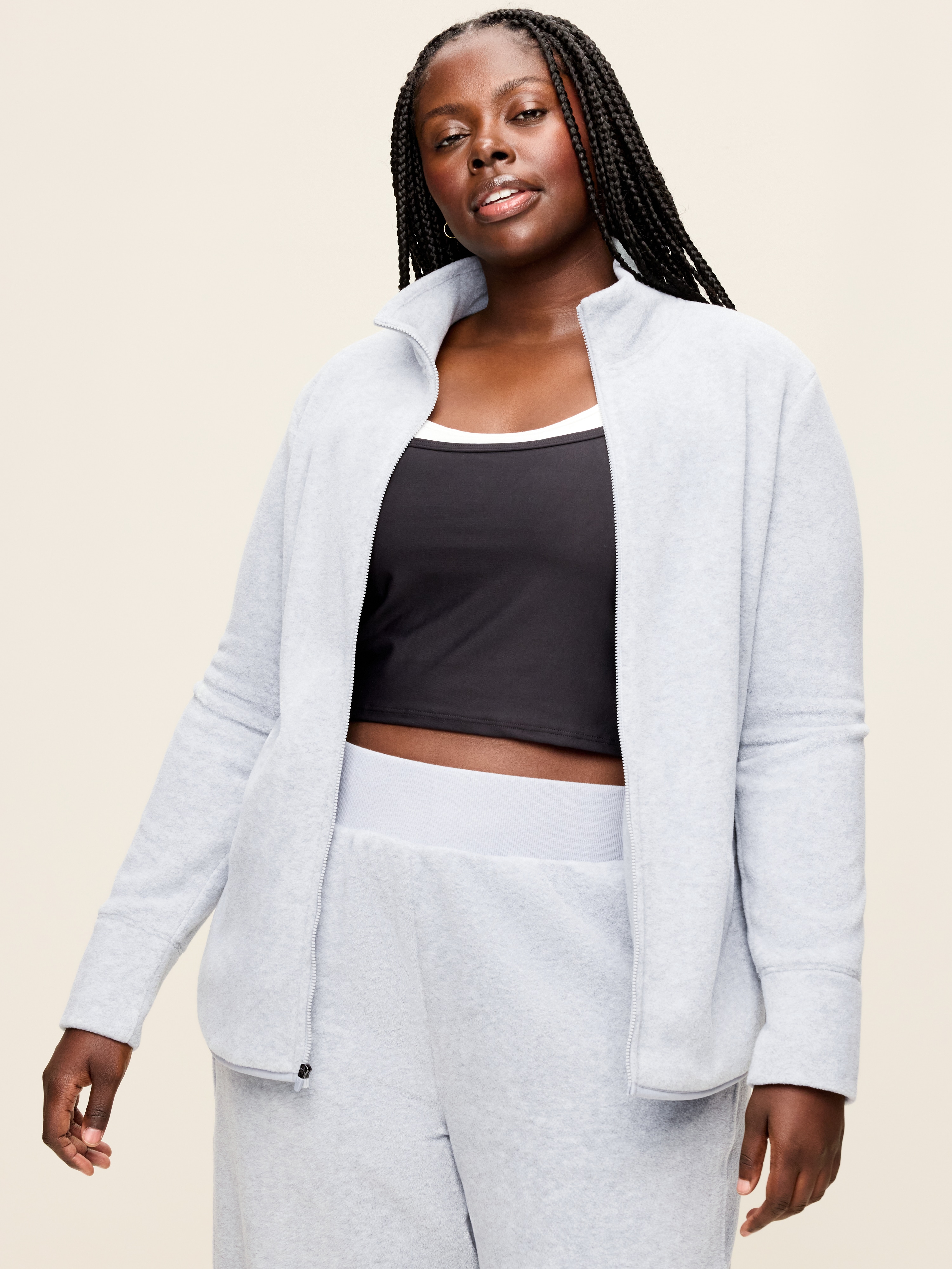 Fitted Performance Fleece Full-Zip Jacket - Heather Grey - 7