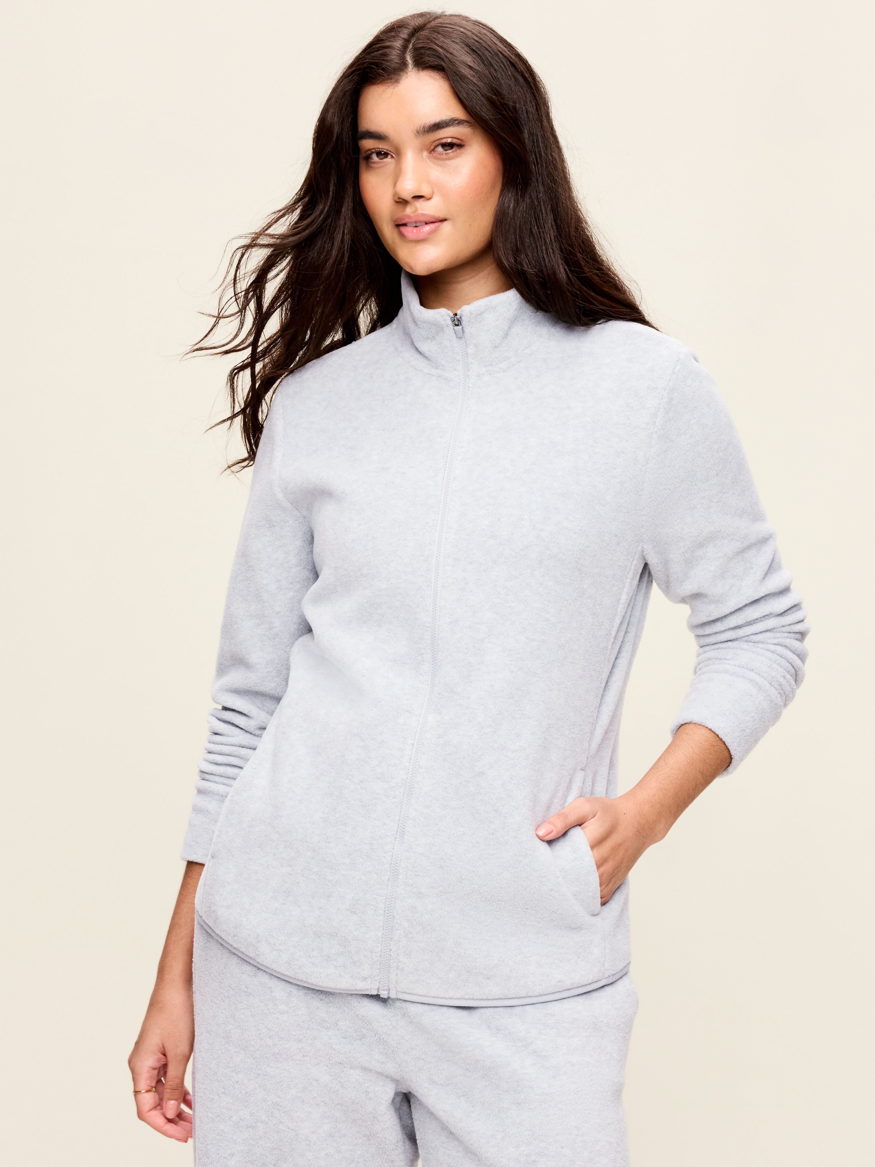 Fitted Performance Fleece Full-Zip Jacket - Heather Grey - 5