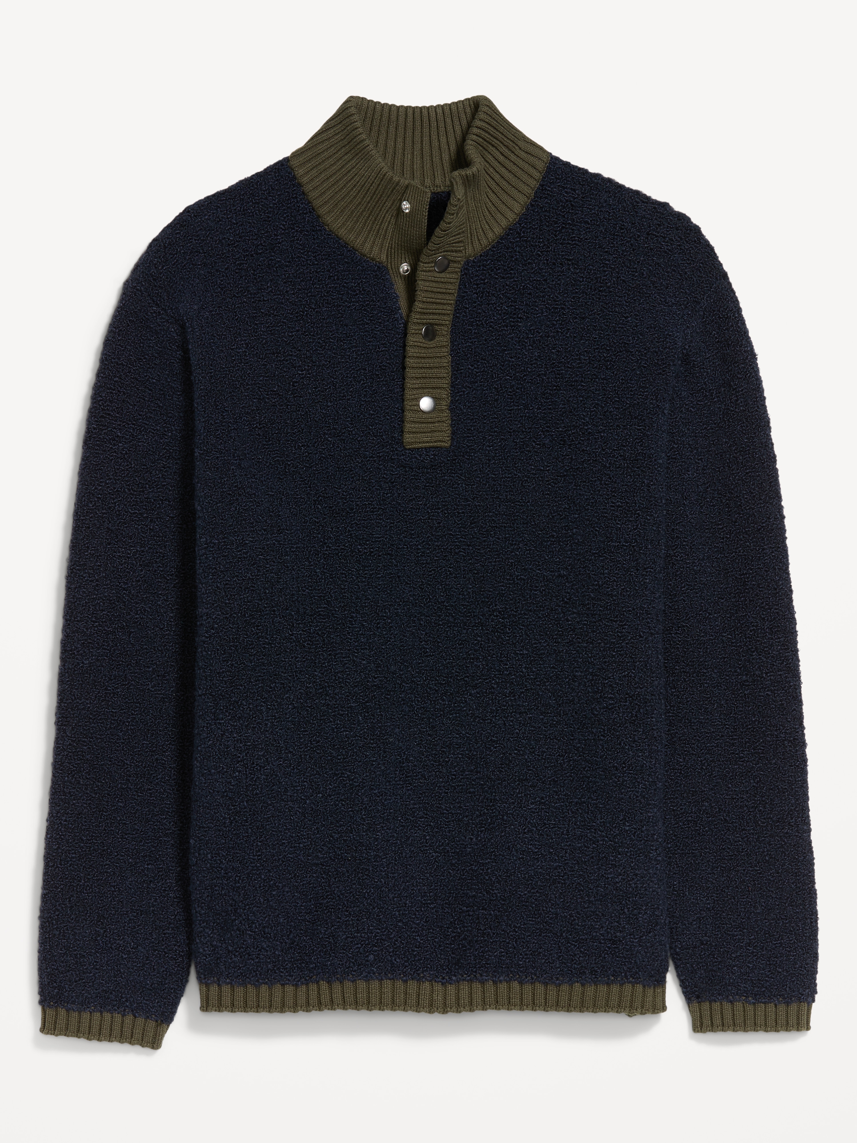 Wool-Blend Snap-Button Pullover Sweater - In the Navy - 3