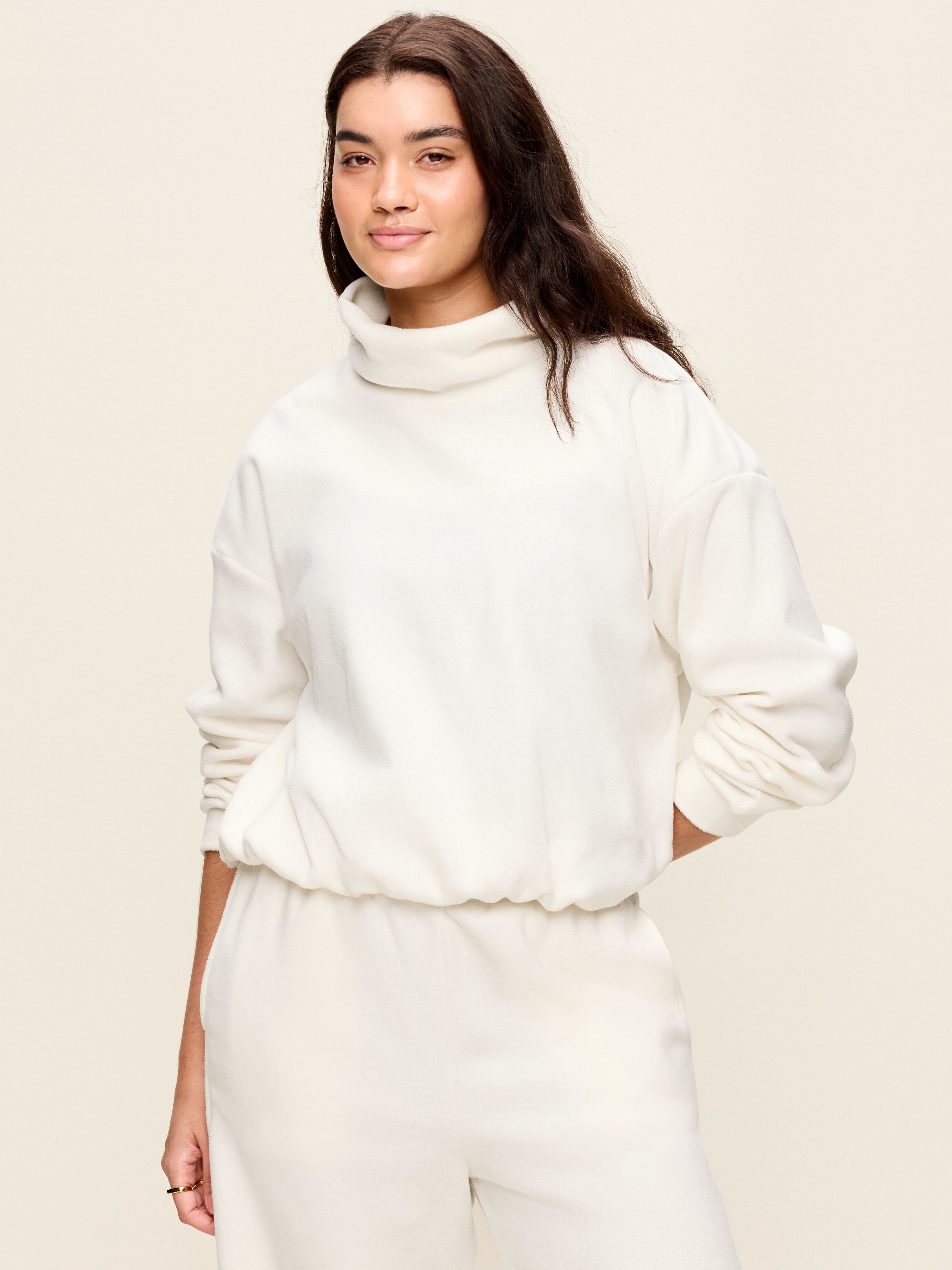 Performance Fleece Funnel Neck Pullover - Sea Salt - 5