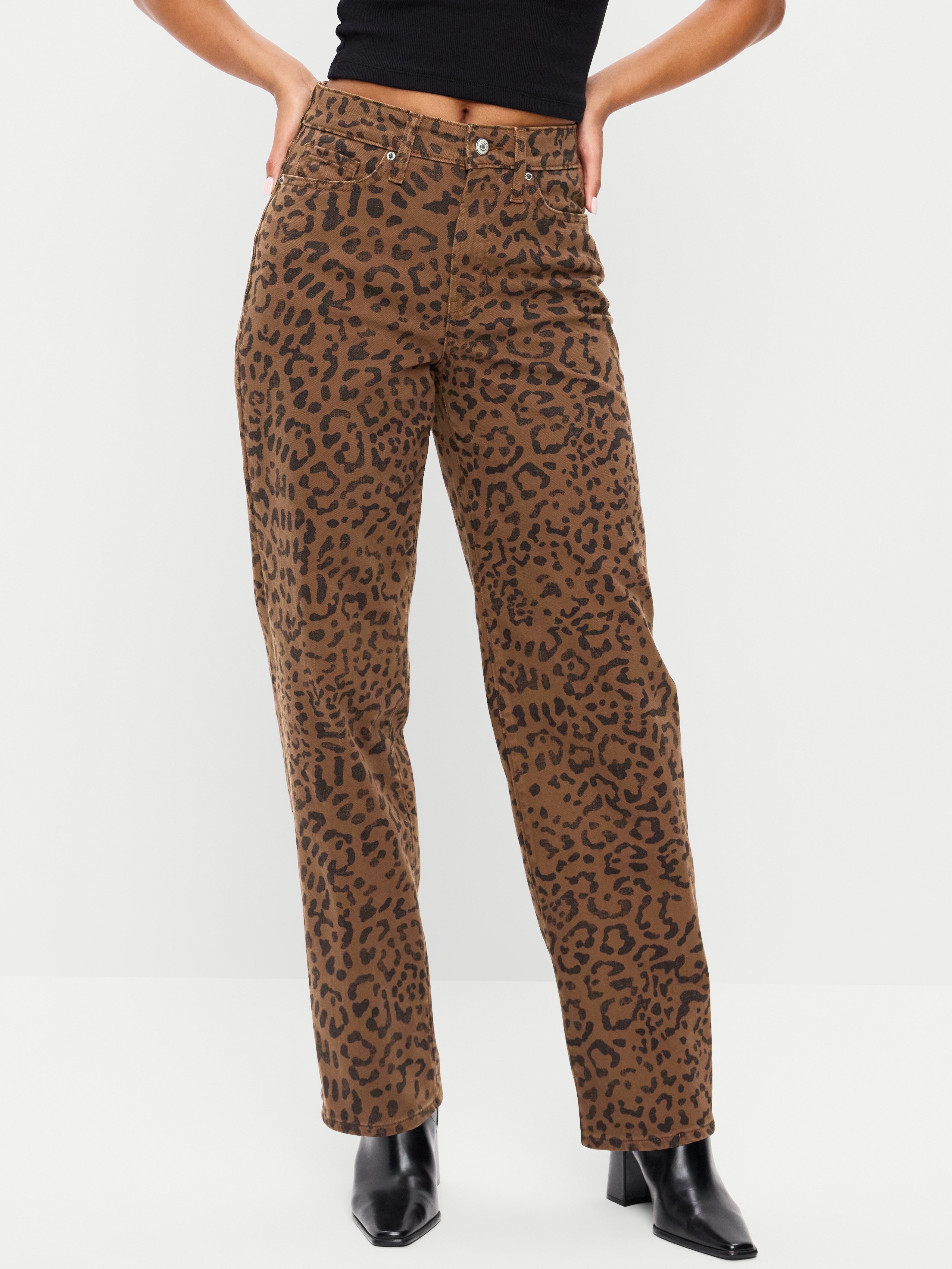 Curvy High-Waisted OG Loose Jeans - Brown Leopard - 2