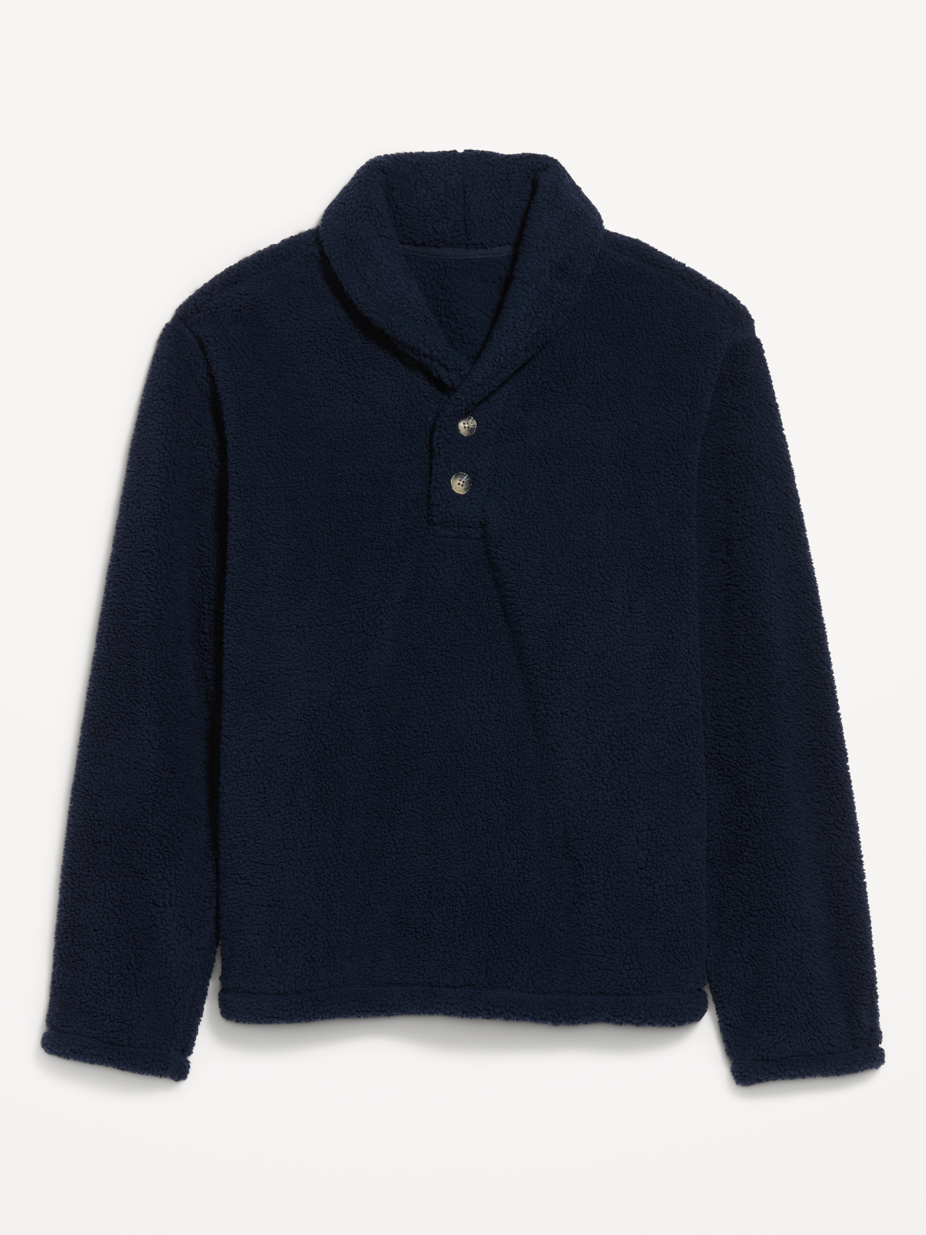 Shawl-Collar Sherpa Pullover - In the Navy - 4