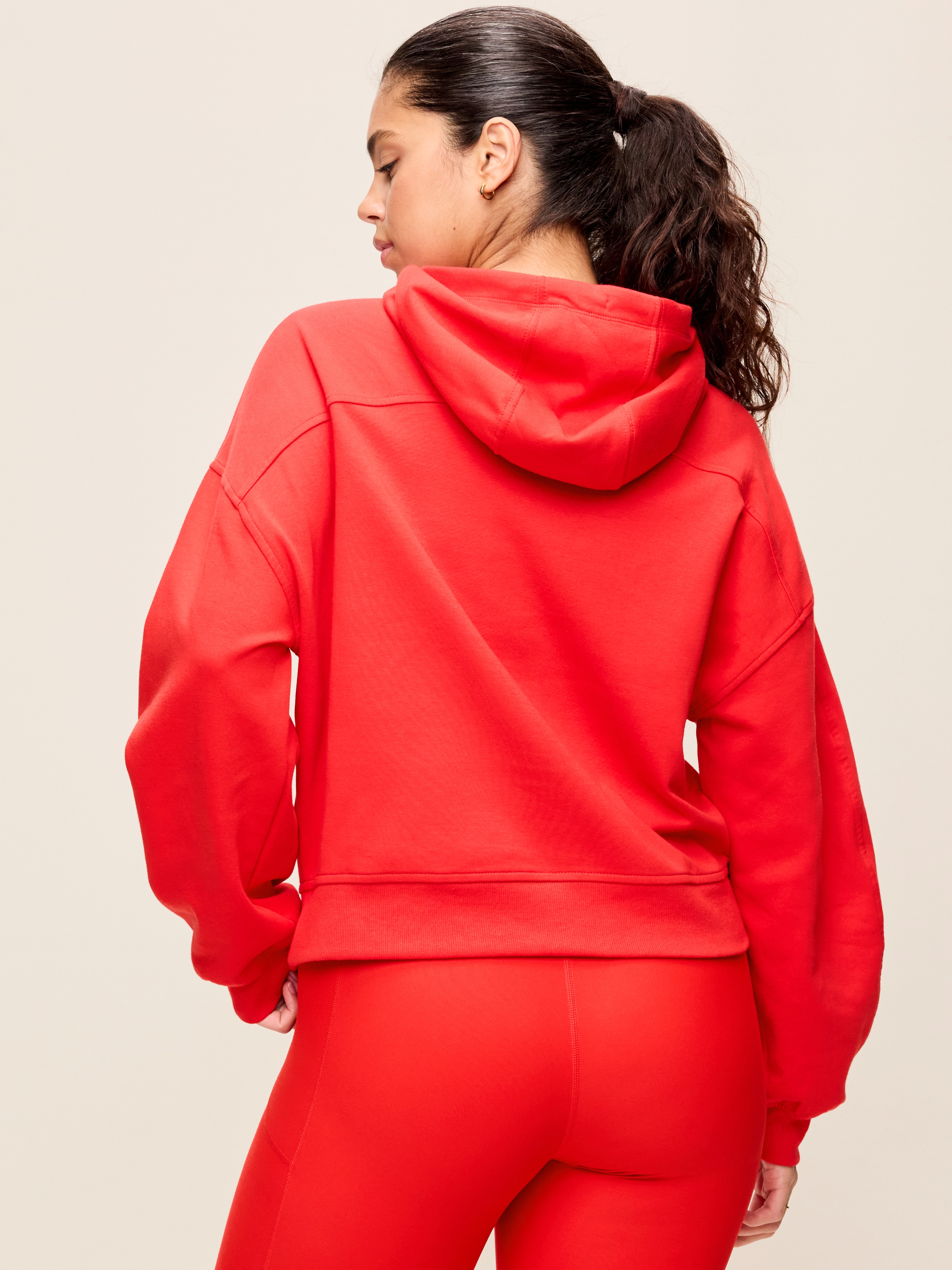 Dynamic Fleece Half-Zip Hoodie Sweatshirt - Bold Red - 4