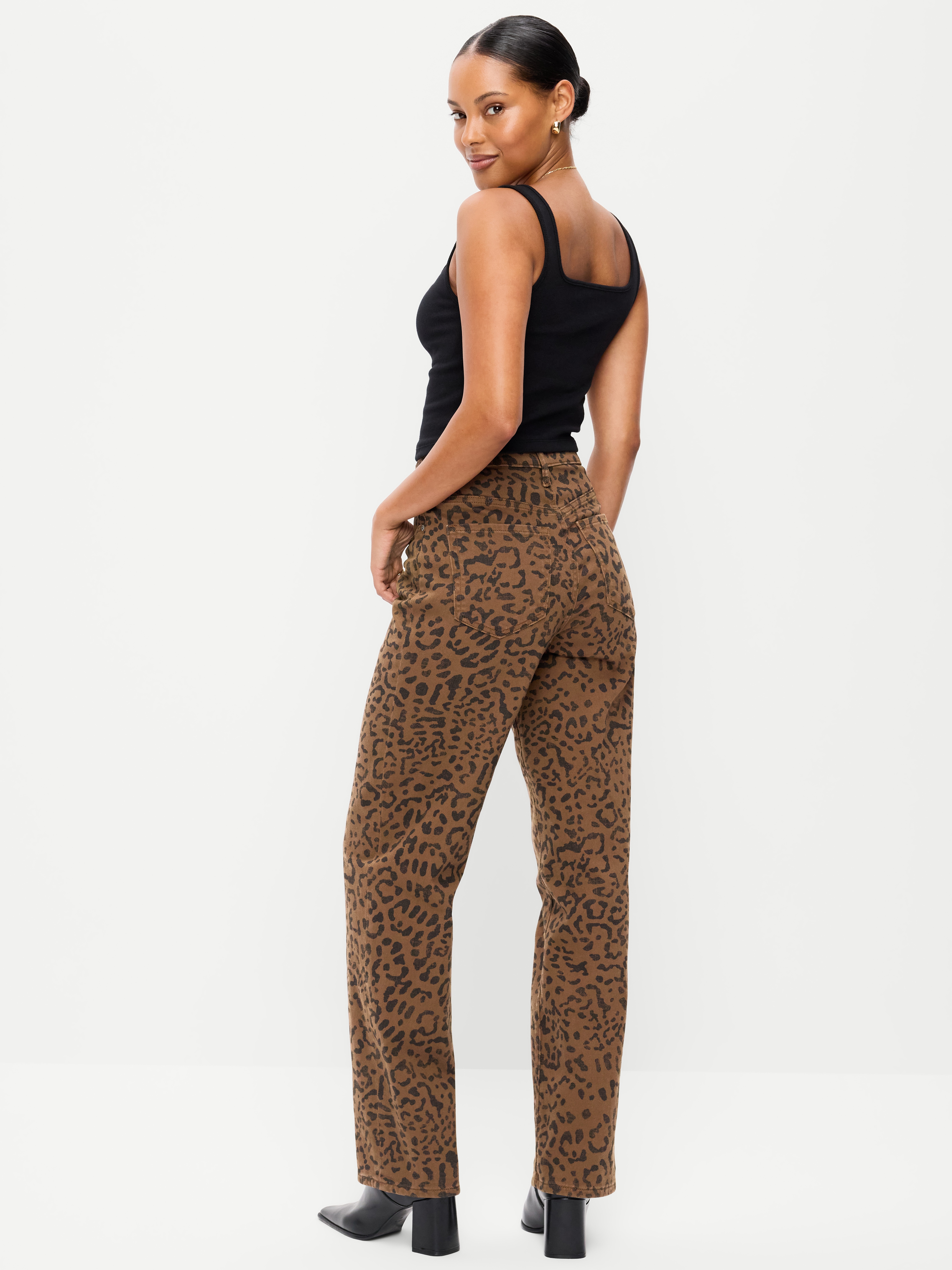 Curvy High-Waisted OG Loose Jeans - Brown Leopard - 3