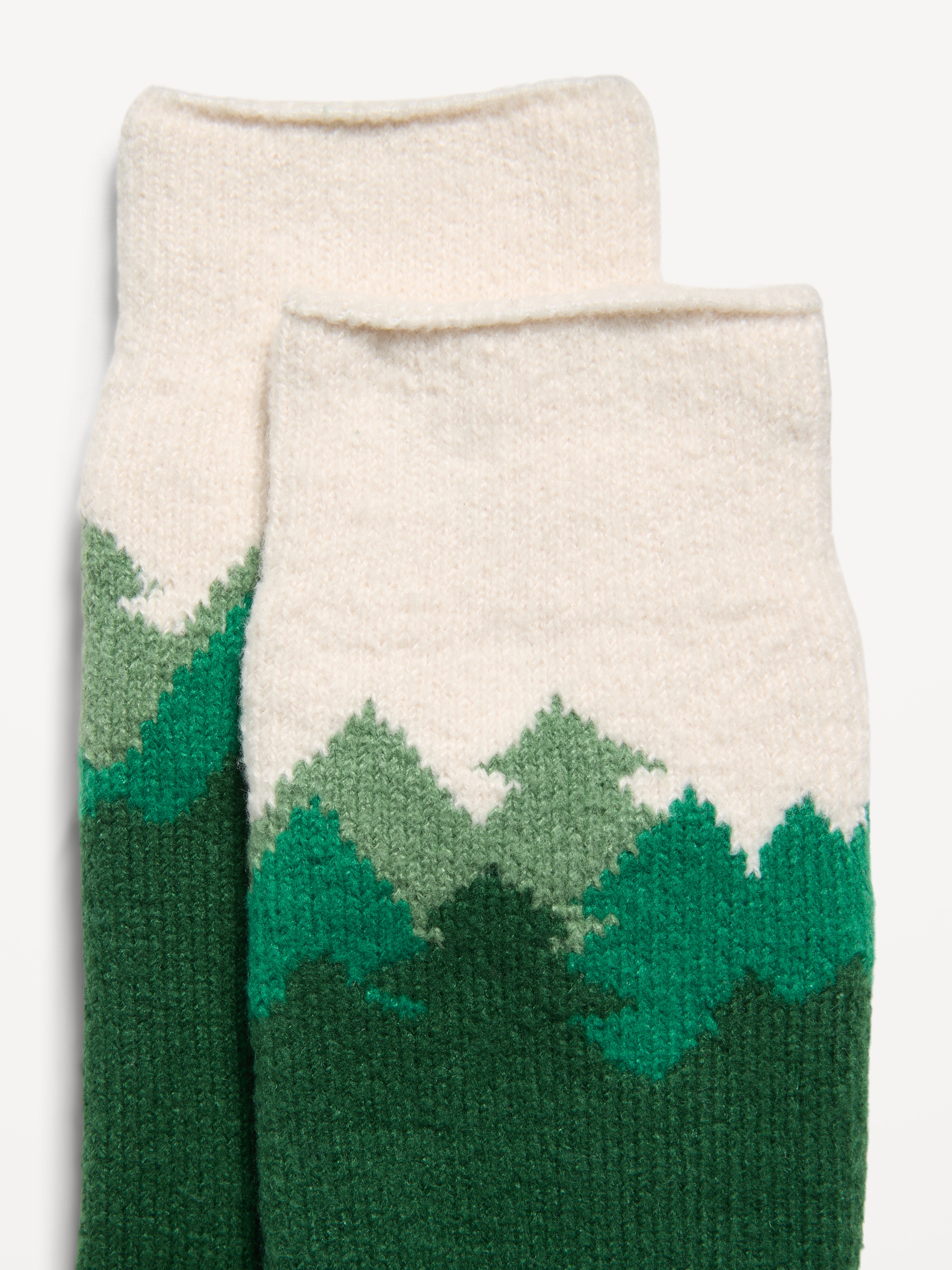 Cozy-Lined Crew Socks for Men - Green Scene - 2