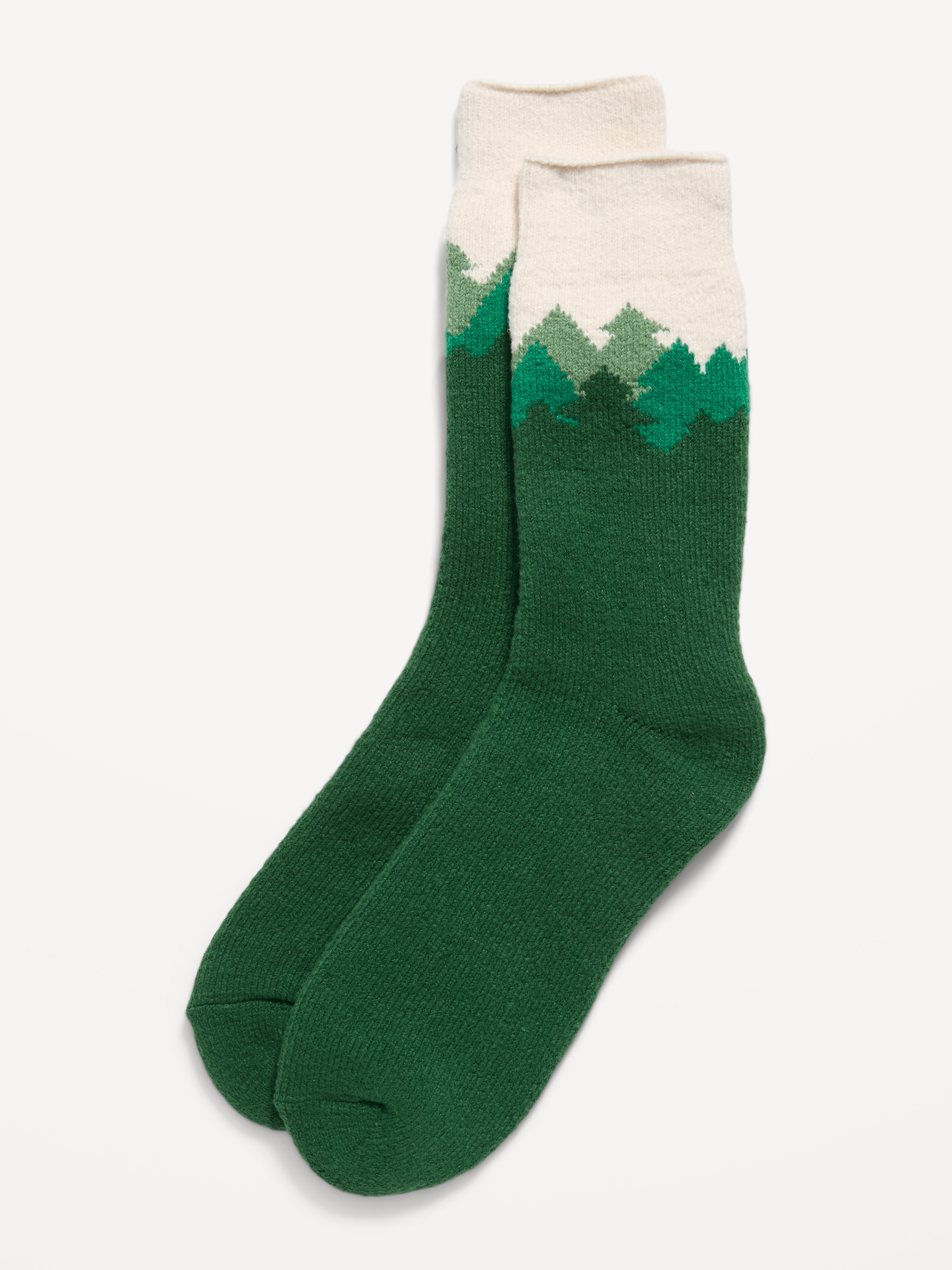 Cozy-Lined Crew Socks for Men - Green Scene - 1