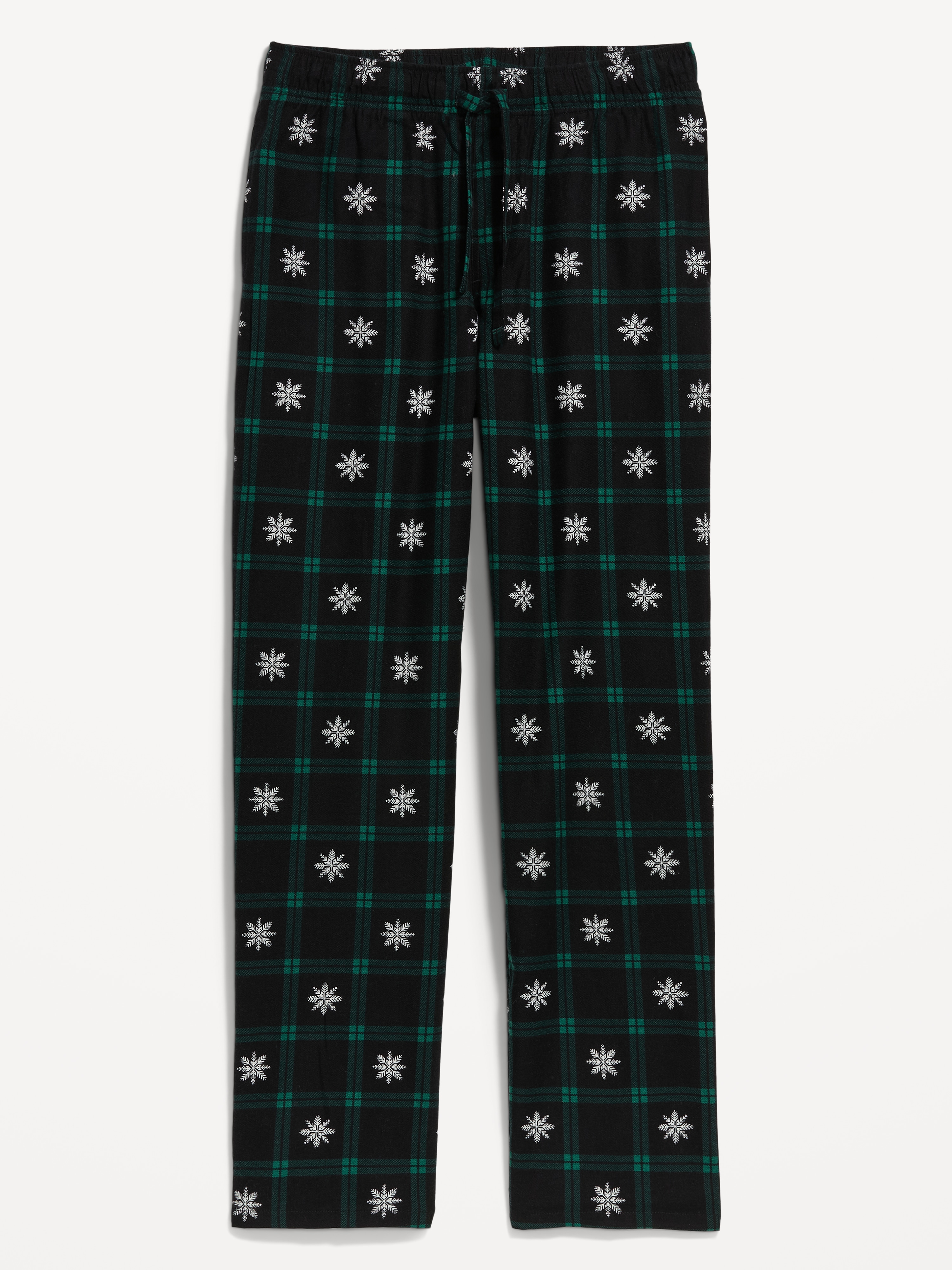 Flannel Pajama Pants - Green Snowflake - 3