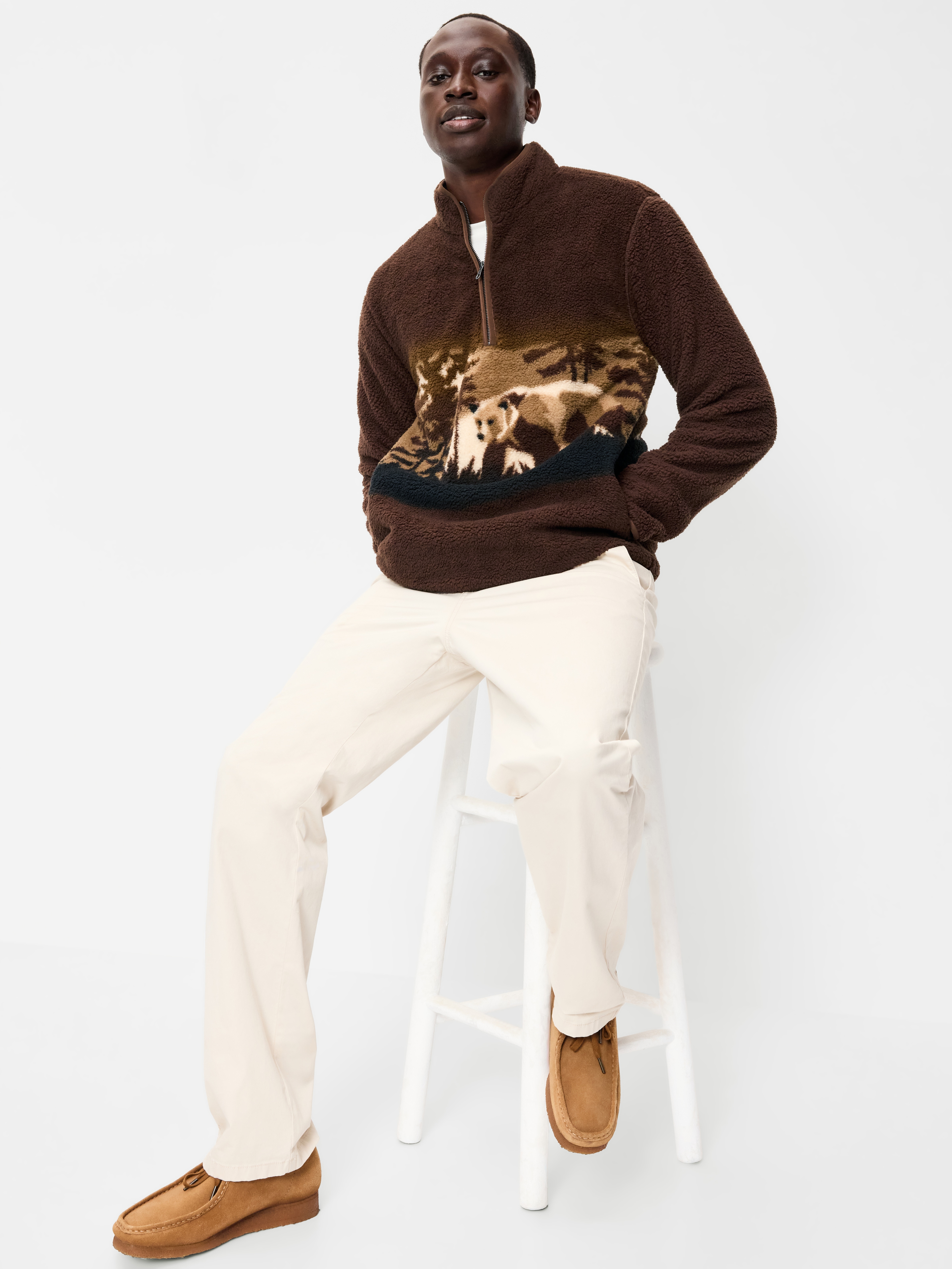 Sherpa Quarter Zip - Teddy Bear Brown - 3