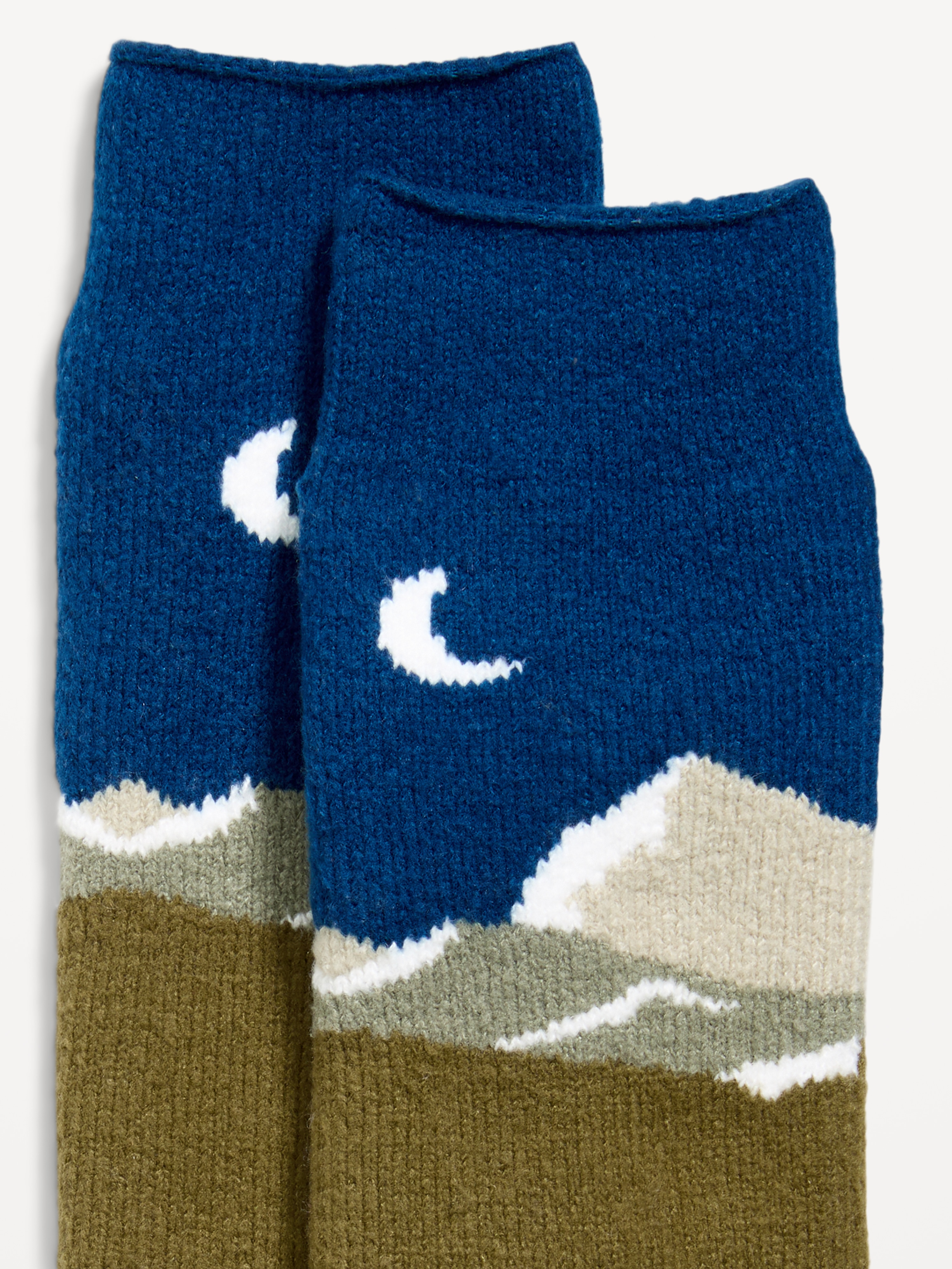 Cozy-Lined Crew Socks for Men - Navy Snow - 2
