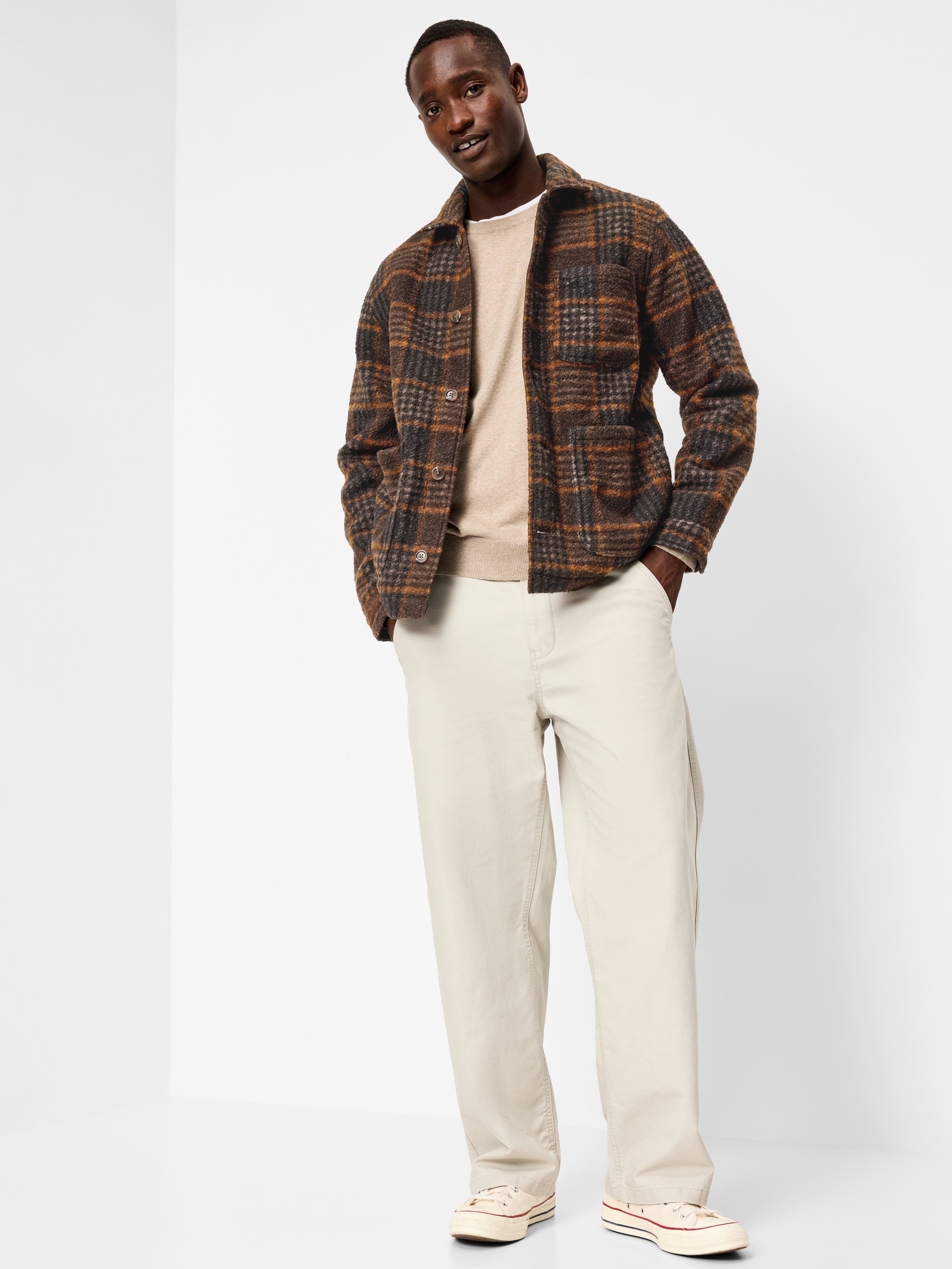 Wool-Blend Chore Jacket - Brown Plaid - 3