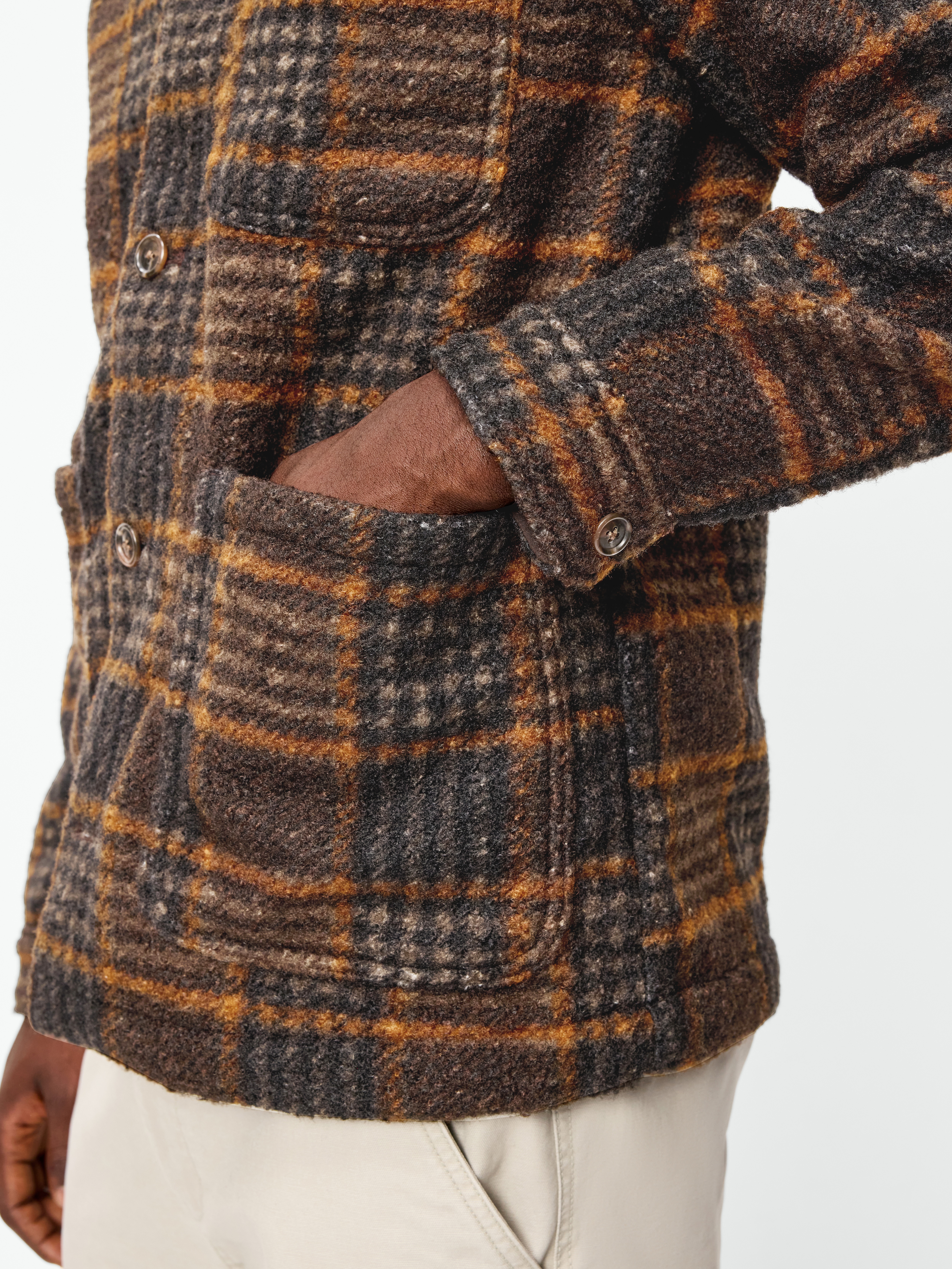 Wool-Blend Chore Jacket - Brown Plaid - 6