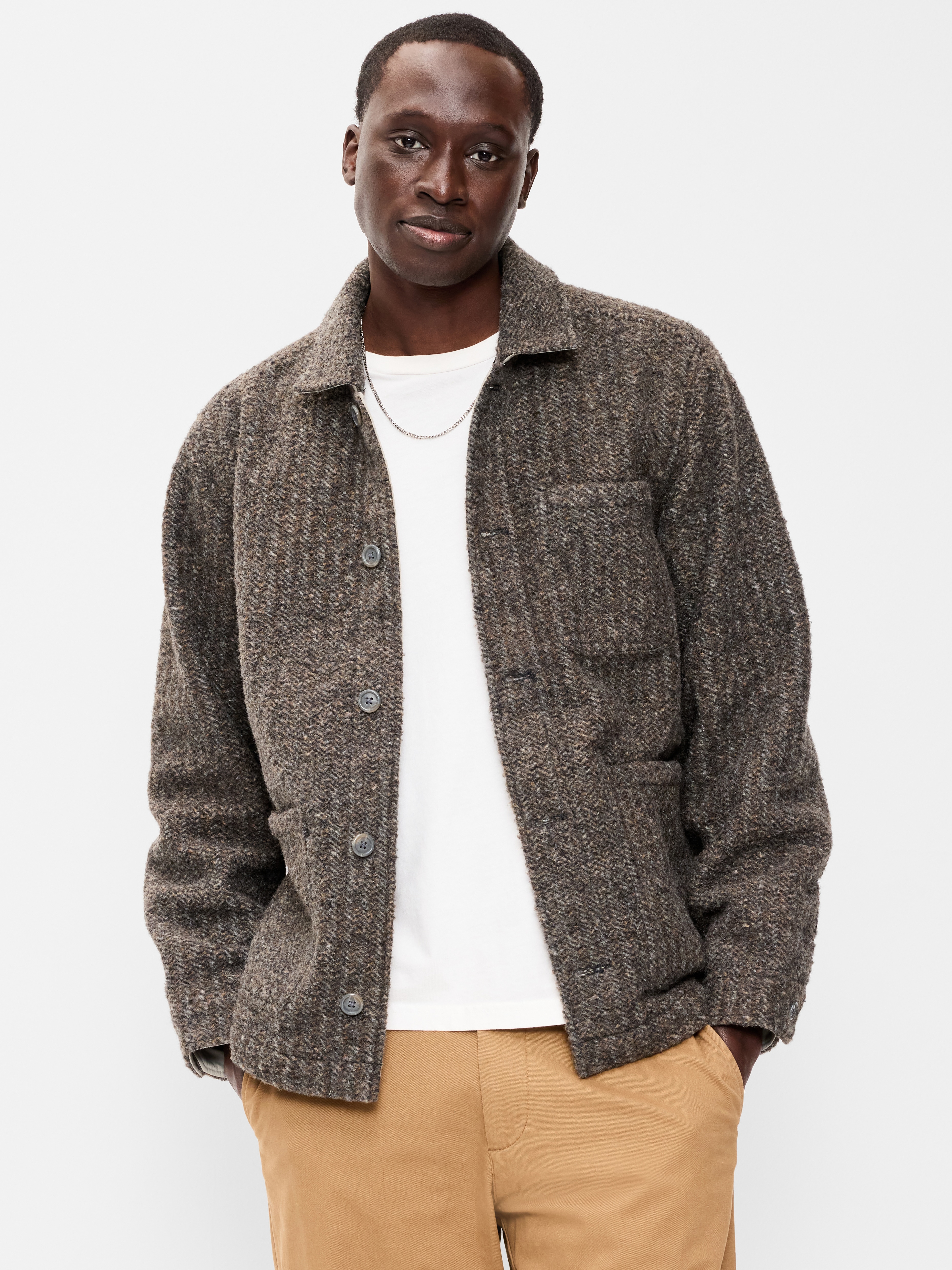 Wool-Blend Chore Jacket - Gray - 1