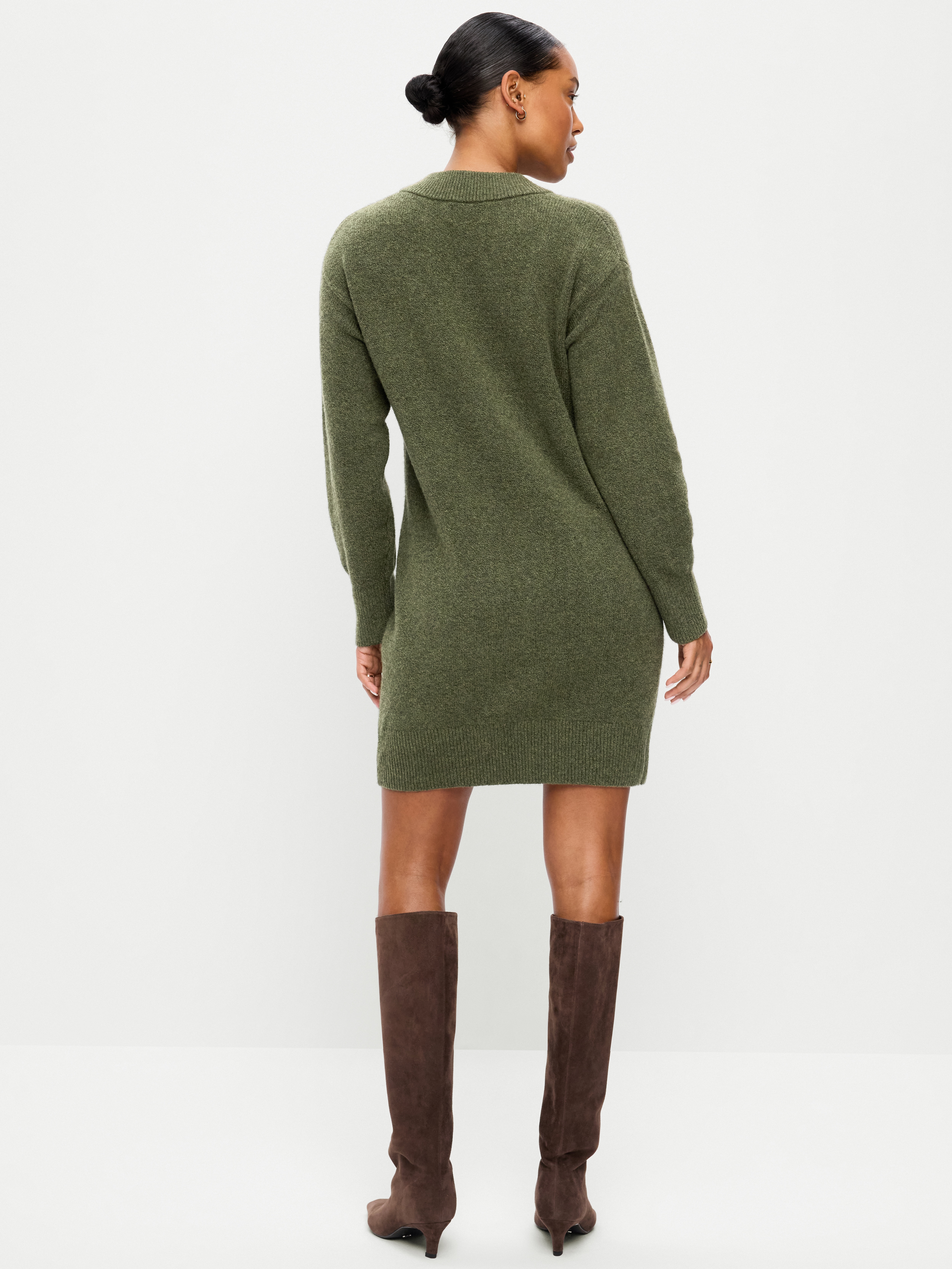 SoSoft Long-Sleeve V-Neck Mini Sweater Dress - Alpine Tundra - 2