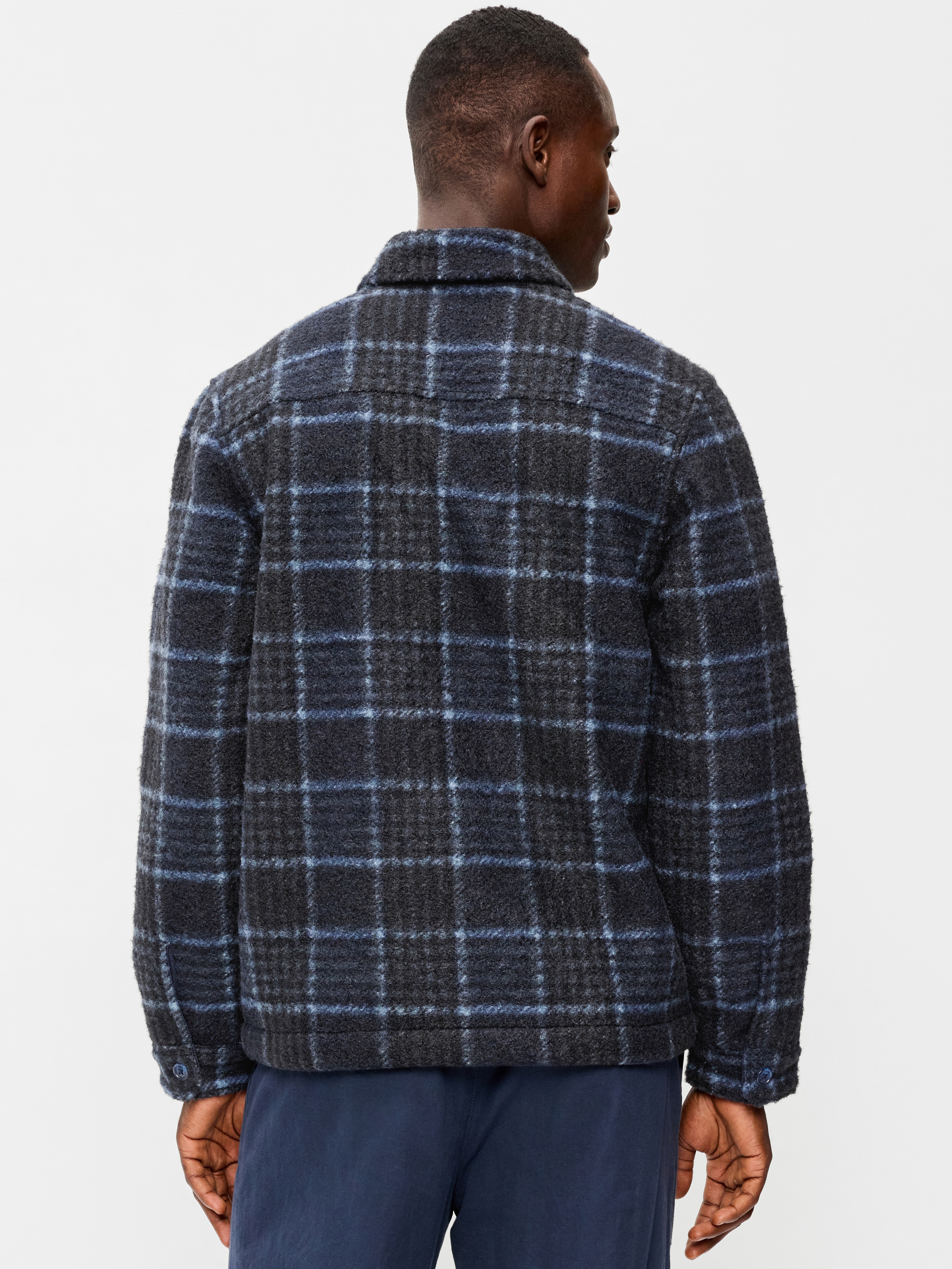 Wool-Blend Chore Jacket - Blue Plaid - 2