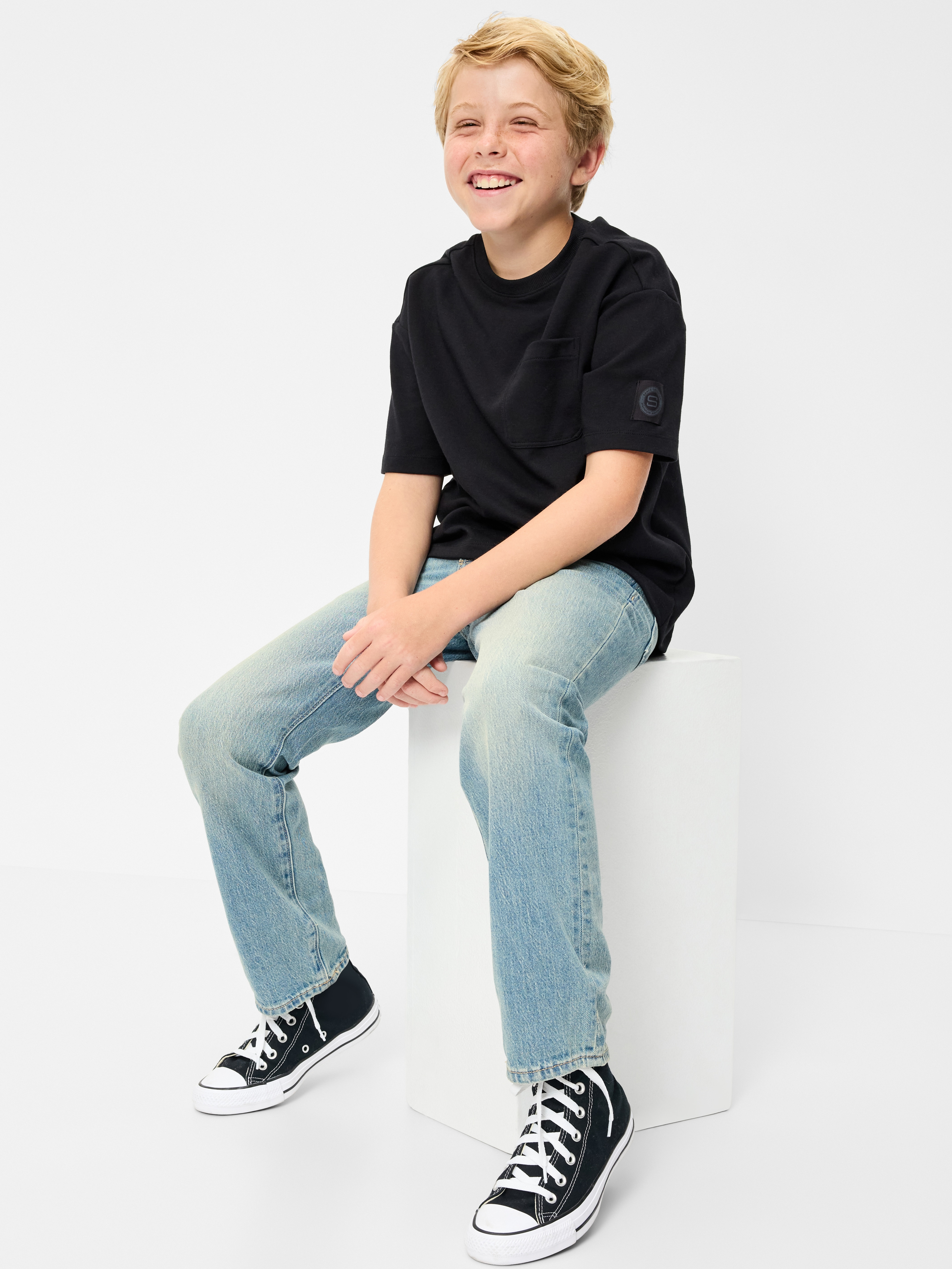 90's Straight-Leg Jeans for Boys - Light Wash - 3
