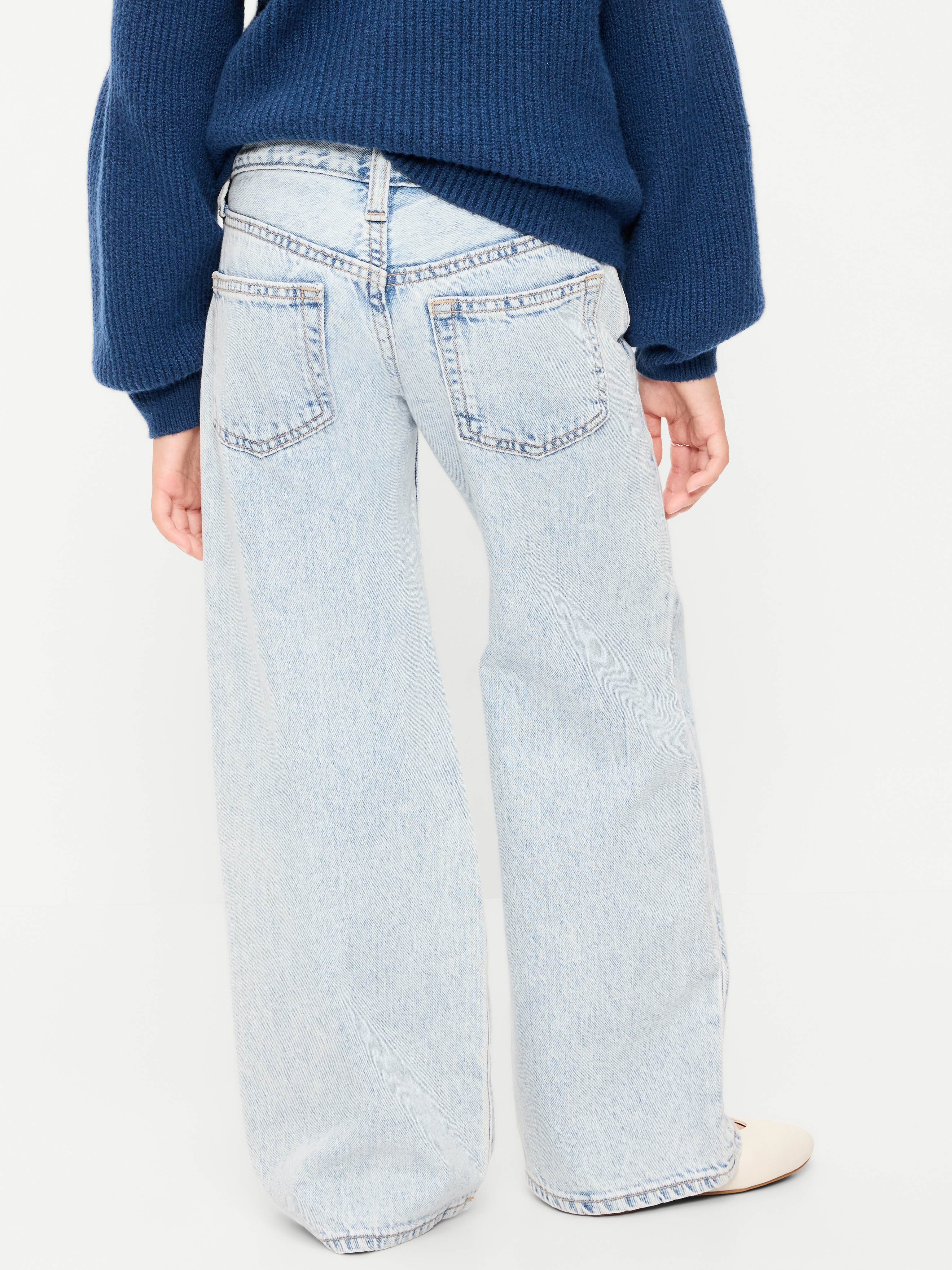 Low-Rise Baggy Wide-Leg Jeans for Girls - Light Wash - 2