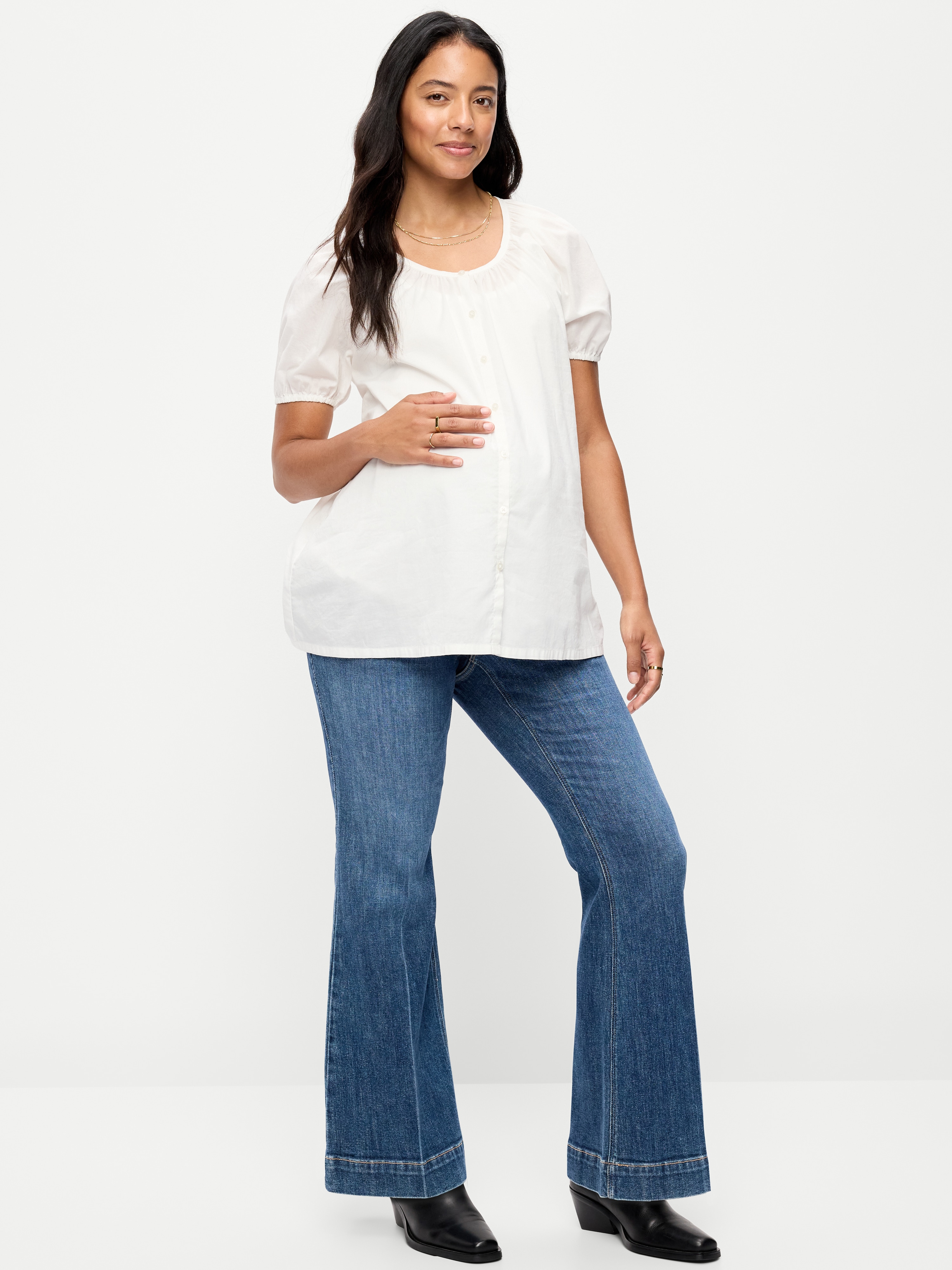 Maternity Full-Panel Flare Leg Jeans - Clarice - 1